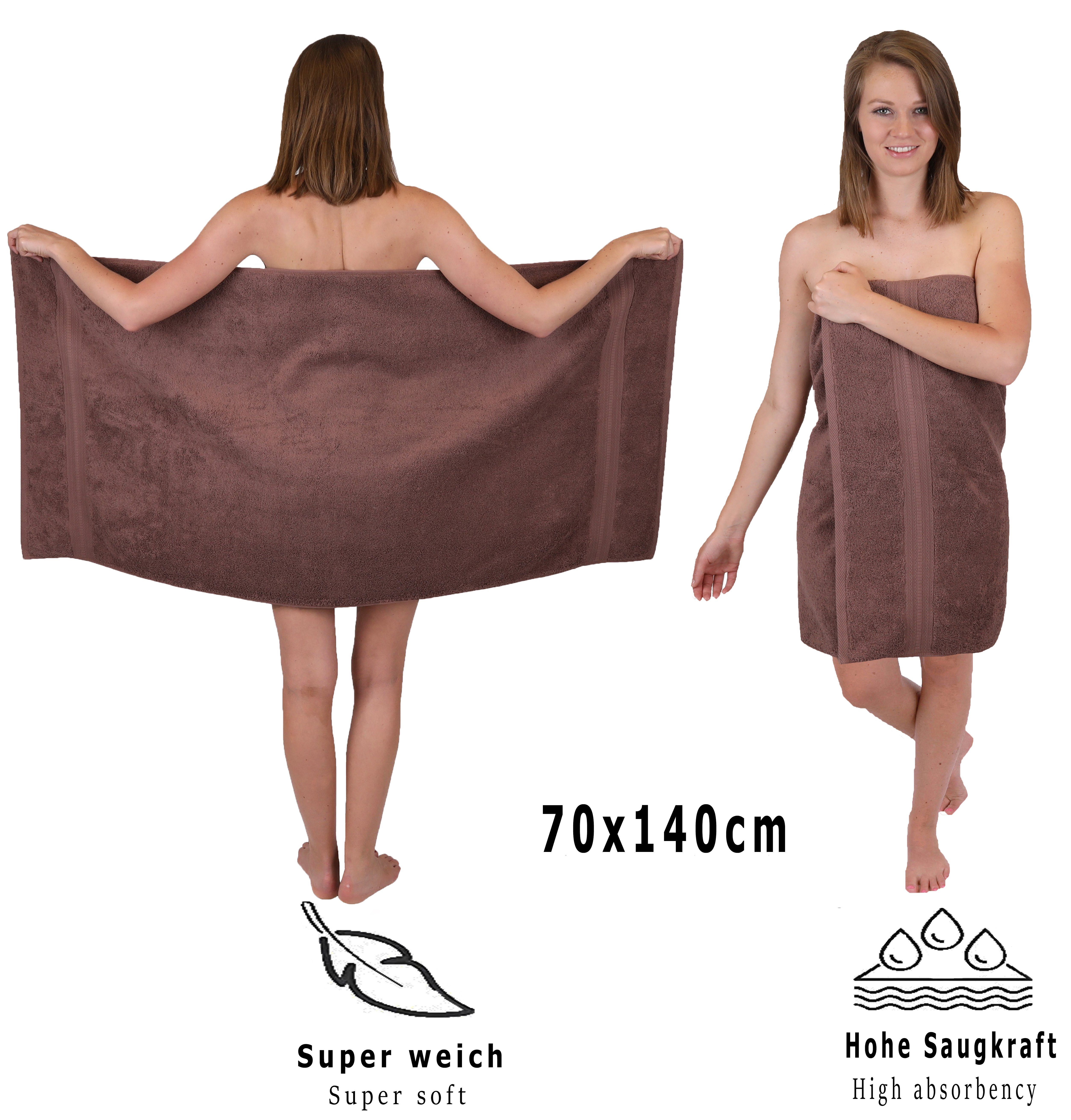 Handtuch-Set 100% Qualität Baumwolle GOLD Farbe nussbraun, Handtuch Betz 10-TLG. 600g/m² Set