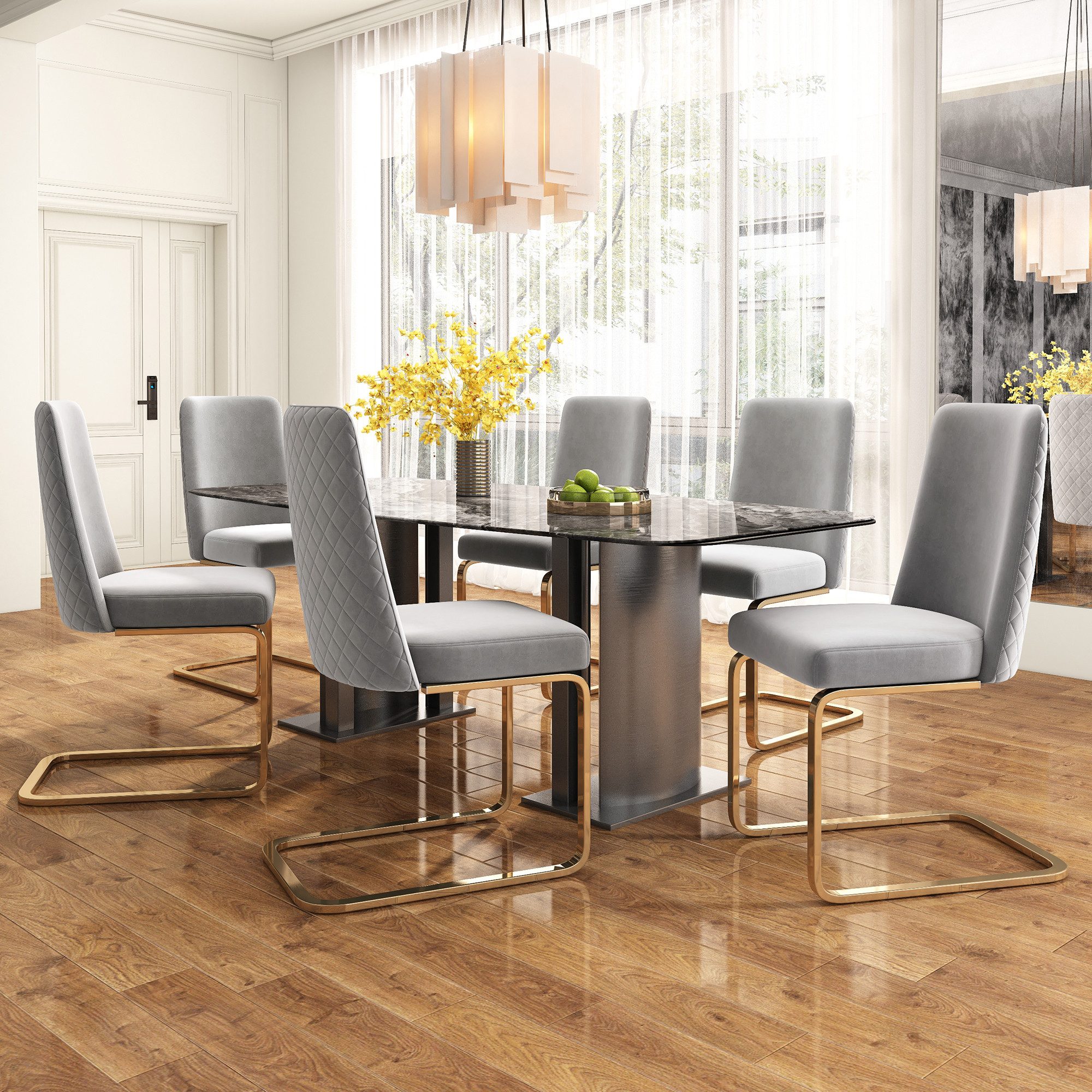 Flieks Freischwinger (Set, 6 St), 6er Set Esszimmerstühle Polsterstuhl Schw günstig online kaufen