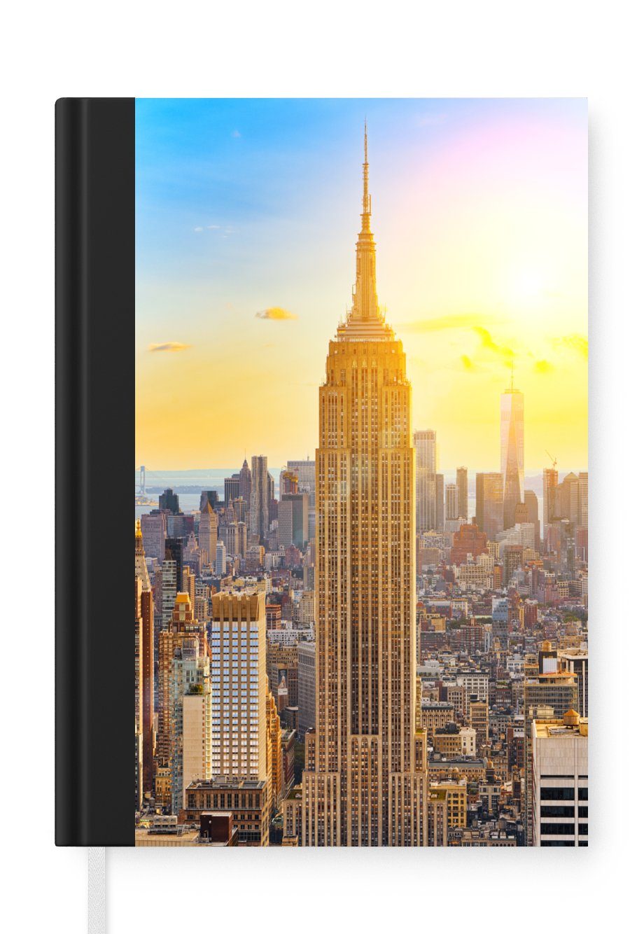 MuchoWow Notizbuch New York - Sonne - Empire State Building, Journal, Merkzettel, Tagebuch, Notizheft, A5, 98 Seiten, Haushaltsbuch