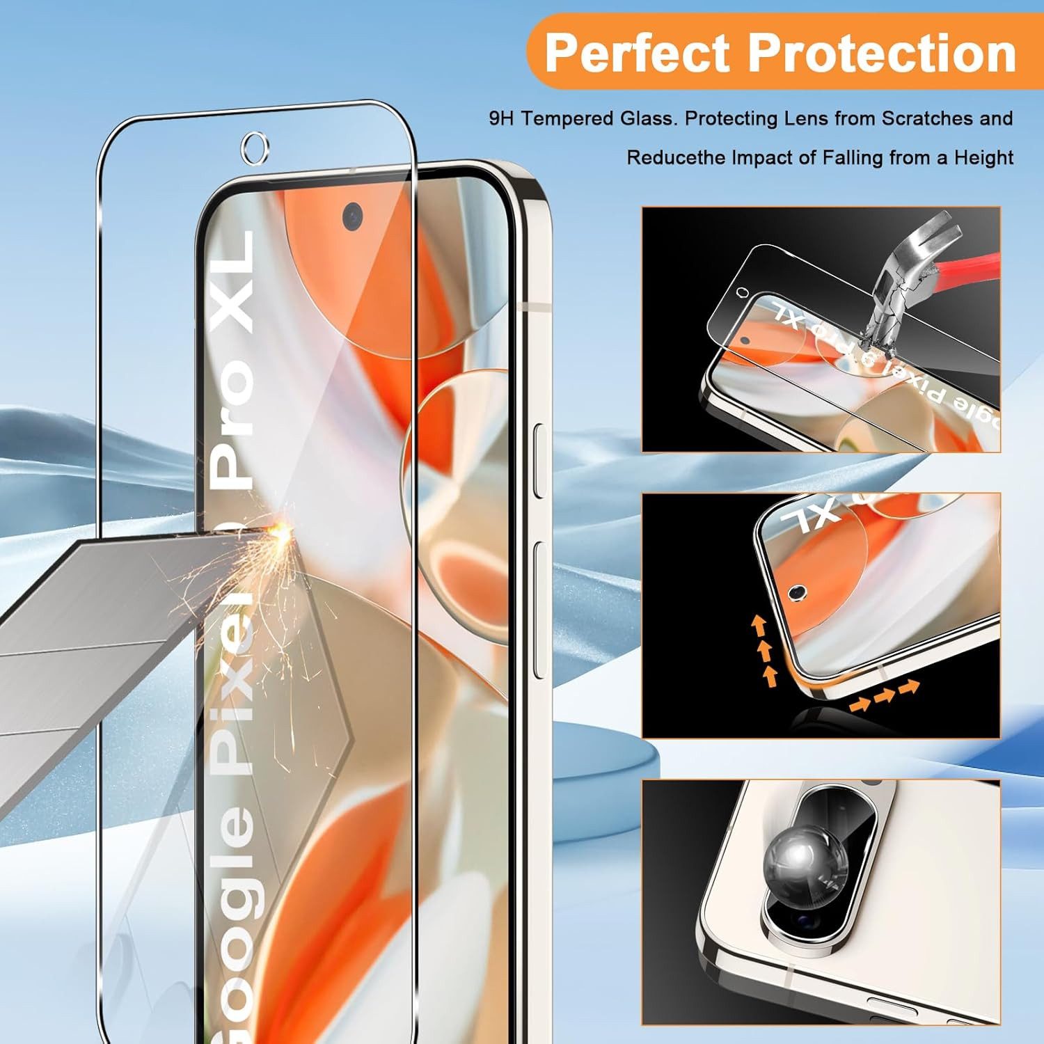 CLM-Tech Displayschutzglas 2X für Google Pixel 10 Pro XL / 11 Pro XL, Panzerglas Folie - Blasenfreie Anbringung und kratzfest -, 2 Stück, Anti-Fingerabdruck – Bild 2 von 5
