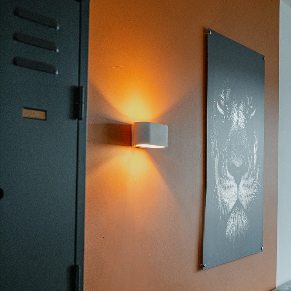 Qazqa Wandleuchte Arles, ohne Leuchtmittel, Warmweiß, QAZQA Wand­leuchte, g9, Weiß, Gips, Modern