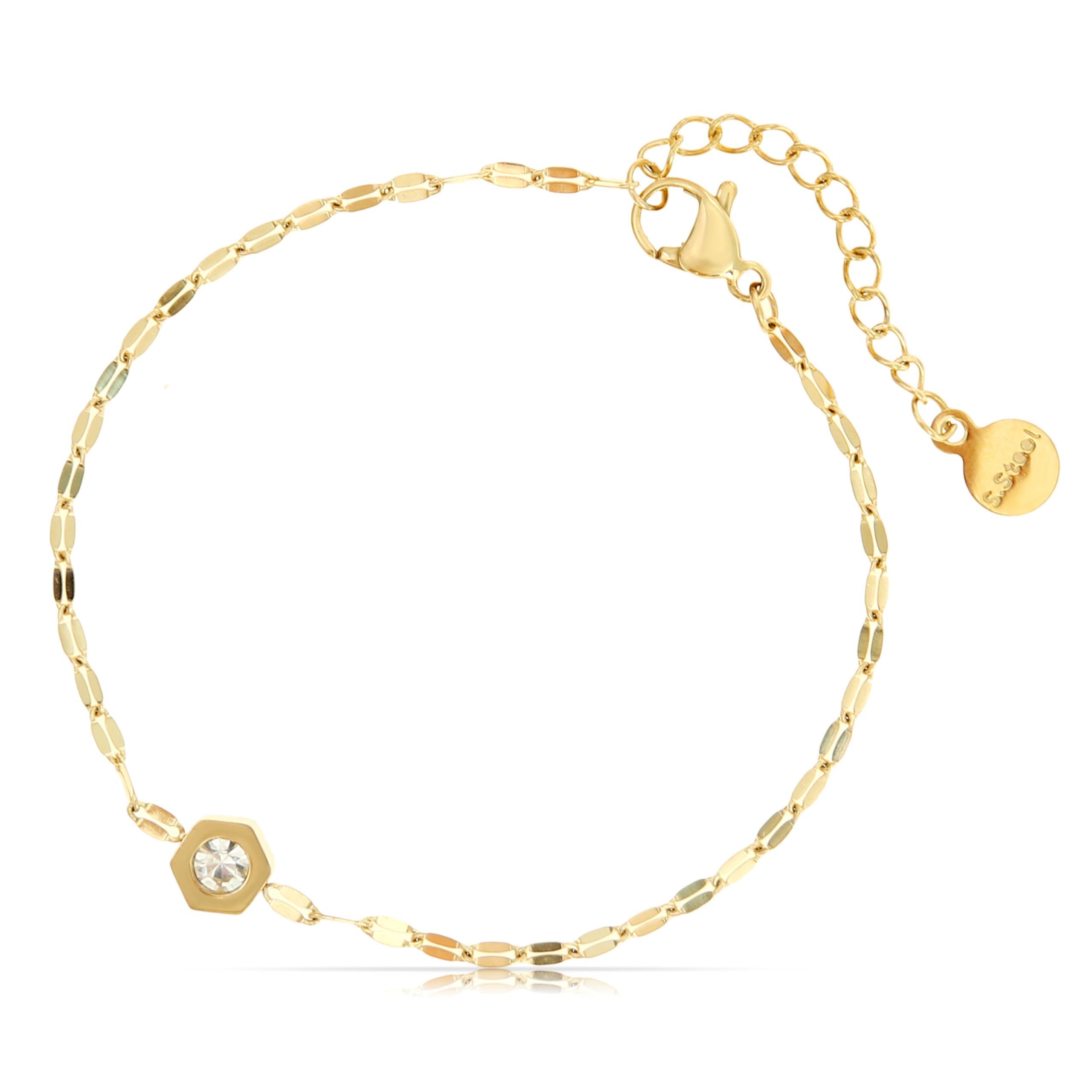 Made by Nami Armband Edelstein Damen Gold aus Edelstahl 16 cm + 4 cm, Gesch günstig online kaufen