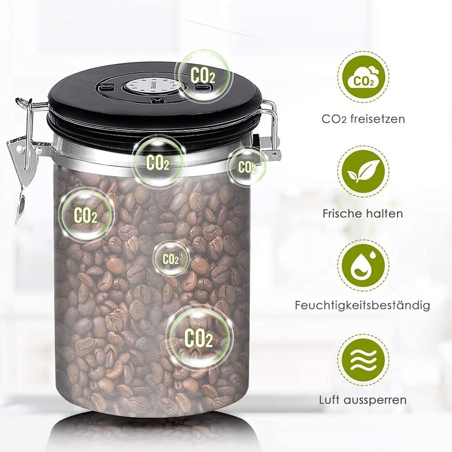 zggzerg Aufbewahrungsbox Kaffeebohne Versiegeltes Glas, 1800ML günstig online kaufen