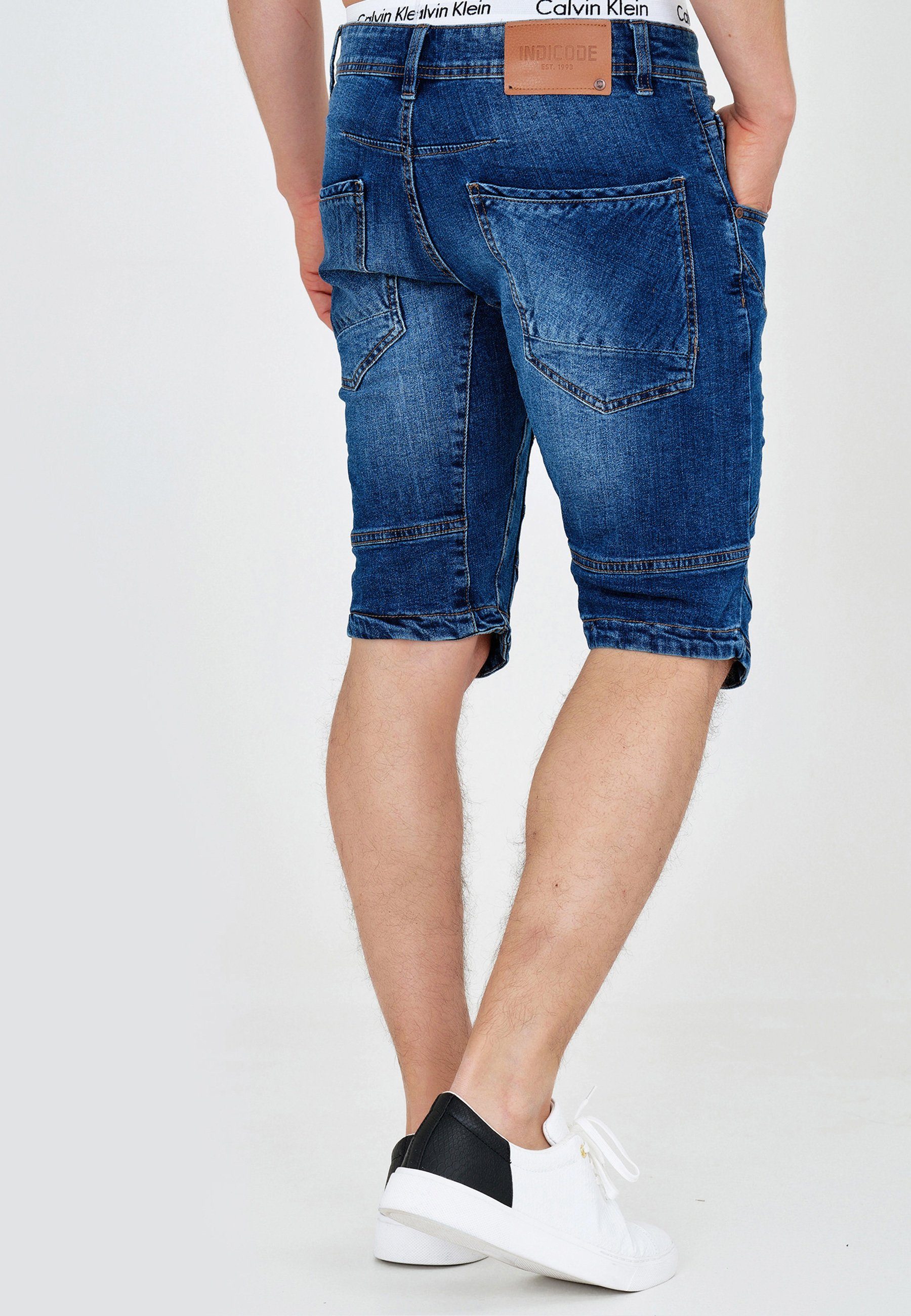 INDICODE Jeansshorts Herren Leon Jeans Shorts Herrenshorts Denimshorts mit 5 Taschen – Bild 5 von 5