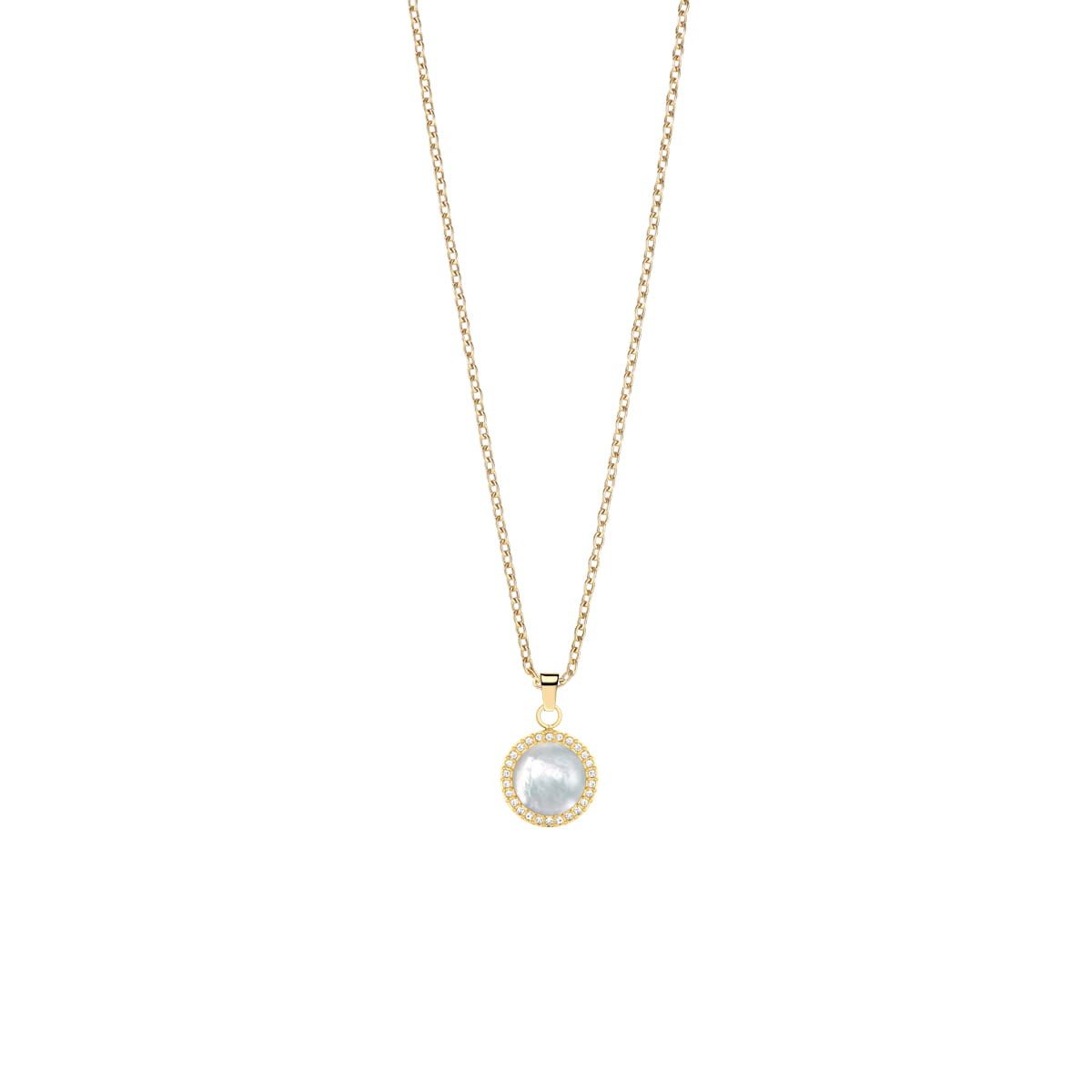 Bering Herzkette Elegante Goldglänzende Halskette mit Schimmerndem Perlmutt-Anhänger