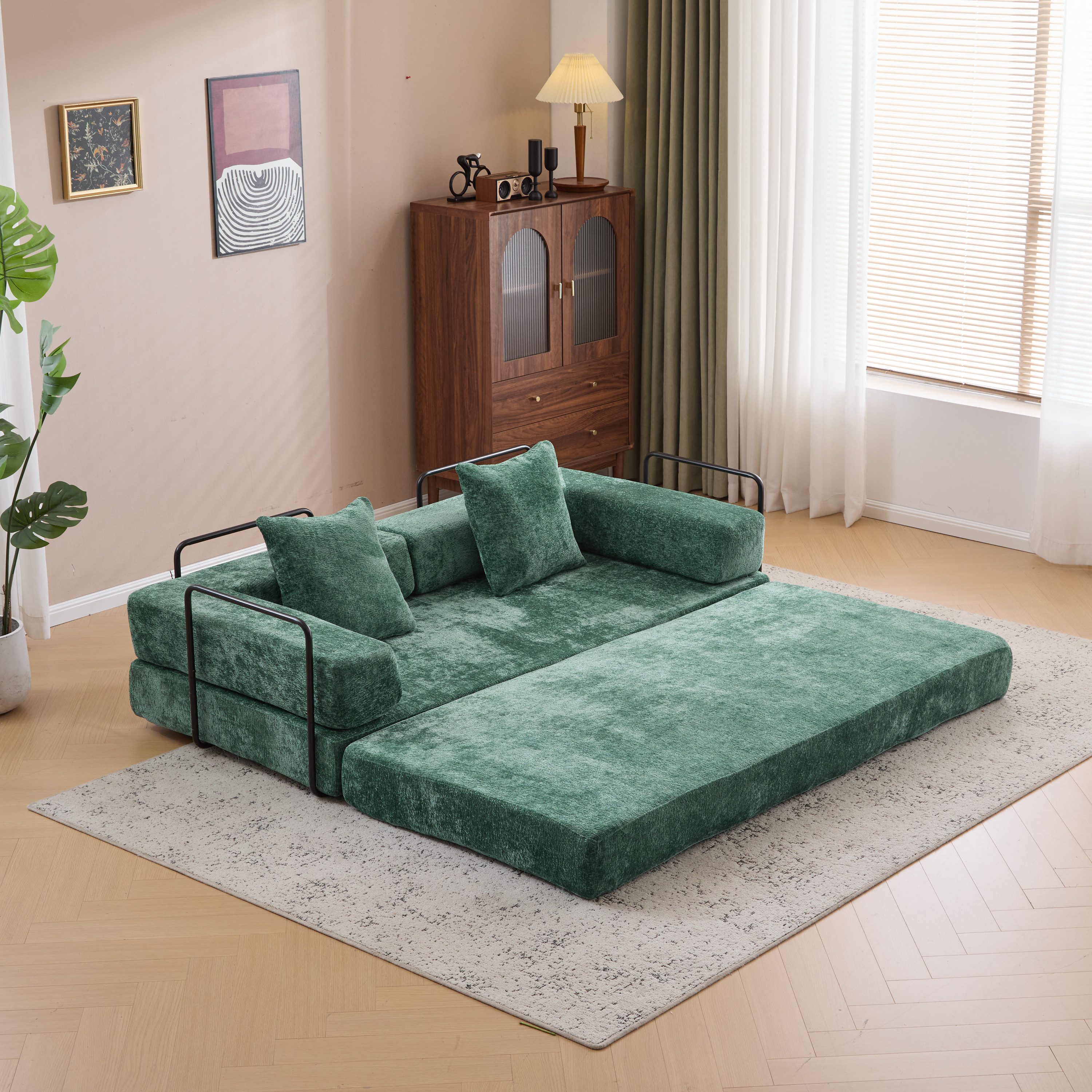 Vankel Loungesofa 4-in-1 Wohnzimmers sofa mit Schlaffunktion – faltbares Sofa, Platzsparendes Design für kleine Räume – Sofa, Liege und Bett in einem