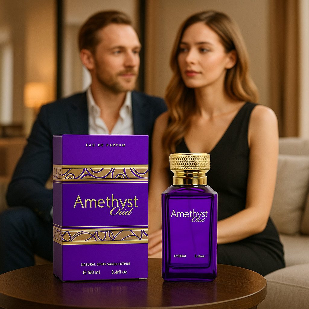 Attar & Co London Eau de Parfum Amethyst Oud Intense, Unisex, Rich Floral & Sweet, 100 ml, 1-tlg., Hergestellt in England, Florale Süße, Rose, Jasmin und Himbeere