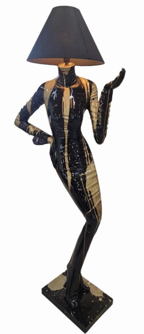 Walt-Deko Dekofigur große moderne Stehlampe als Frauenfigur schwarz gold / Lady 