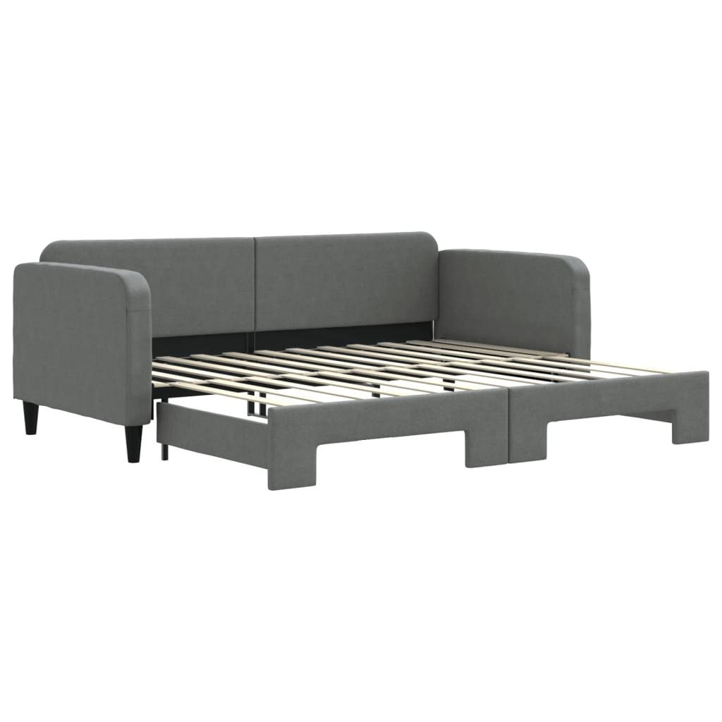 vidaXL Bett, Tagesbett Ausziehbar Dunkelgrau 90x200 cm Stoff günstig online kaufen