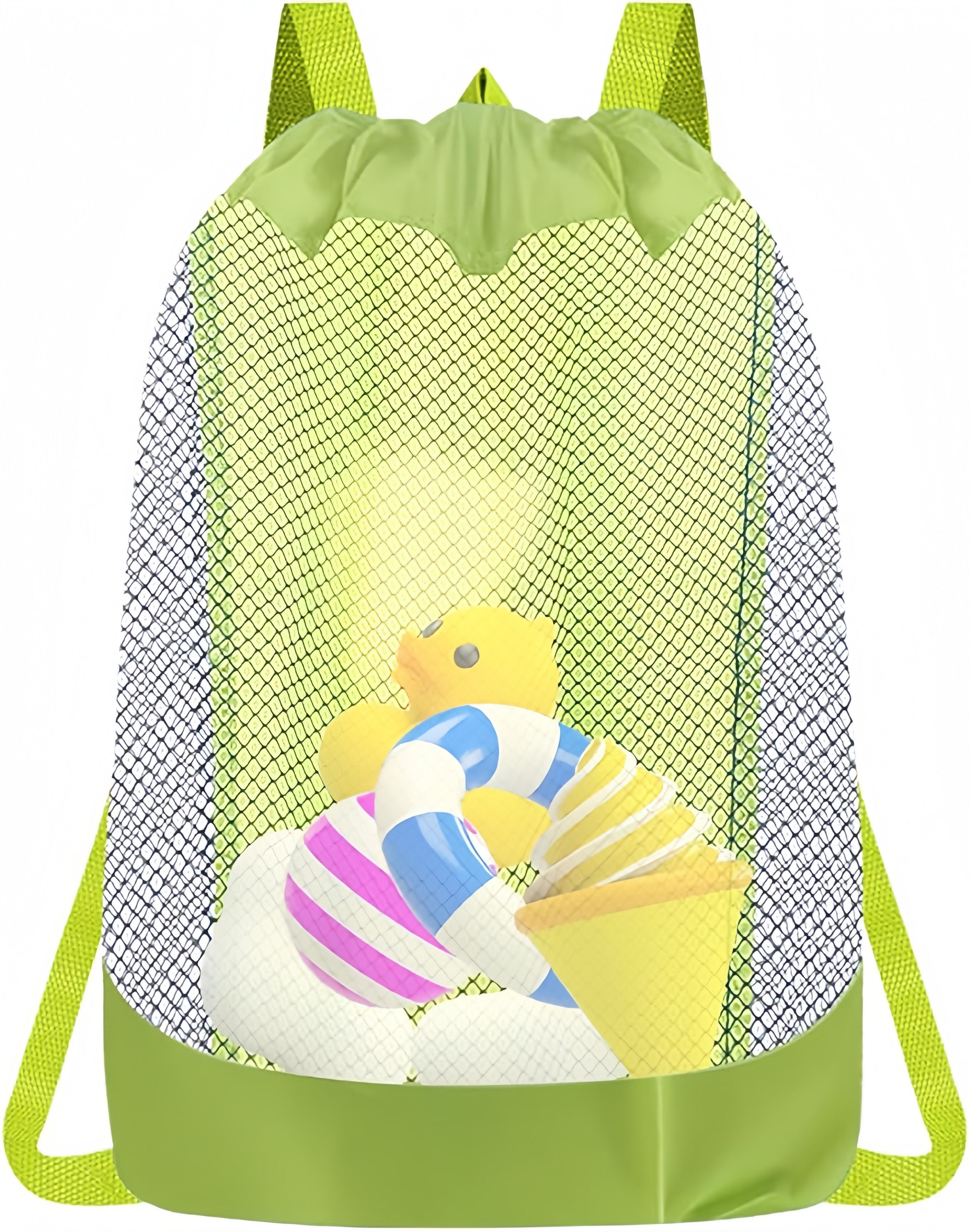 FOUORTUNATE-BEE Strandtasche Strandspielzeug Netzbeutel Kinder Mesh Rucksack mit Kordelzug Groß, Für Strand Sandkasten Reisen Muscheln Handtuch Snacks und Spielzeug