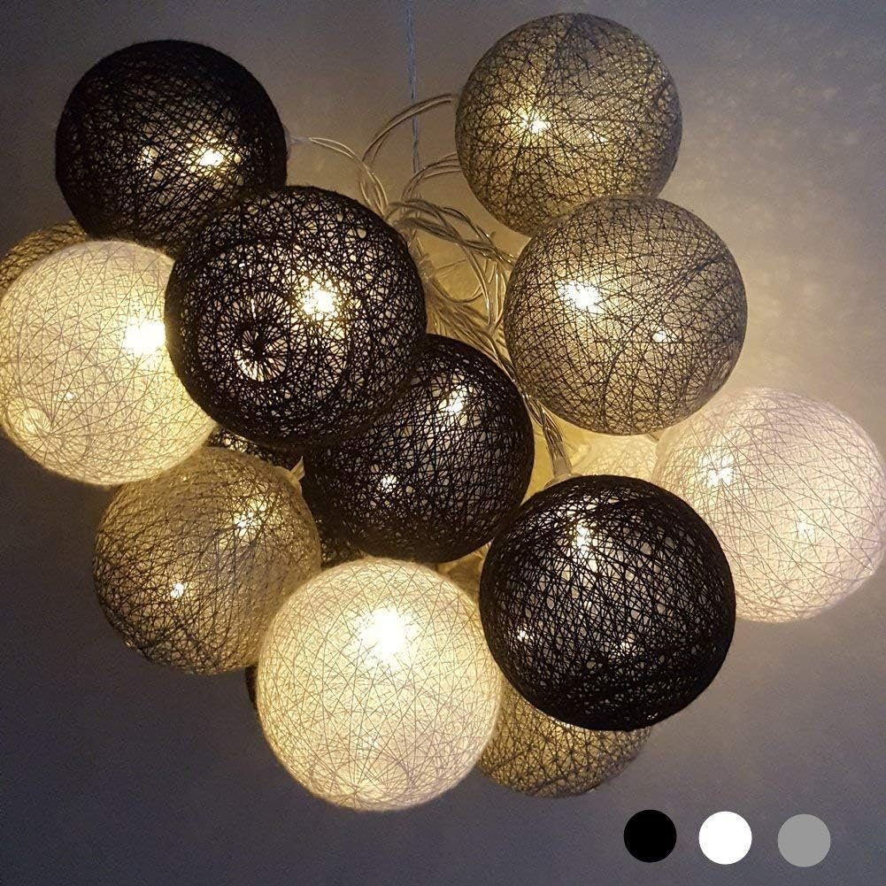 LED-Lichterkette Ball mit Weihnachten,Hochzeit,Party Lichterkette für Jormftte Cotton Grau Stecker