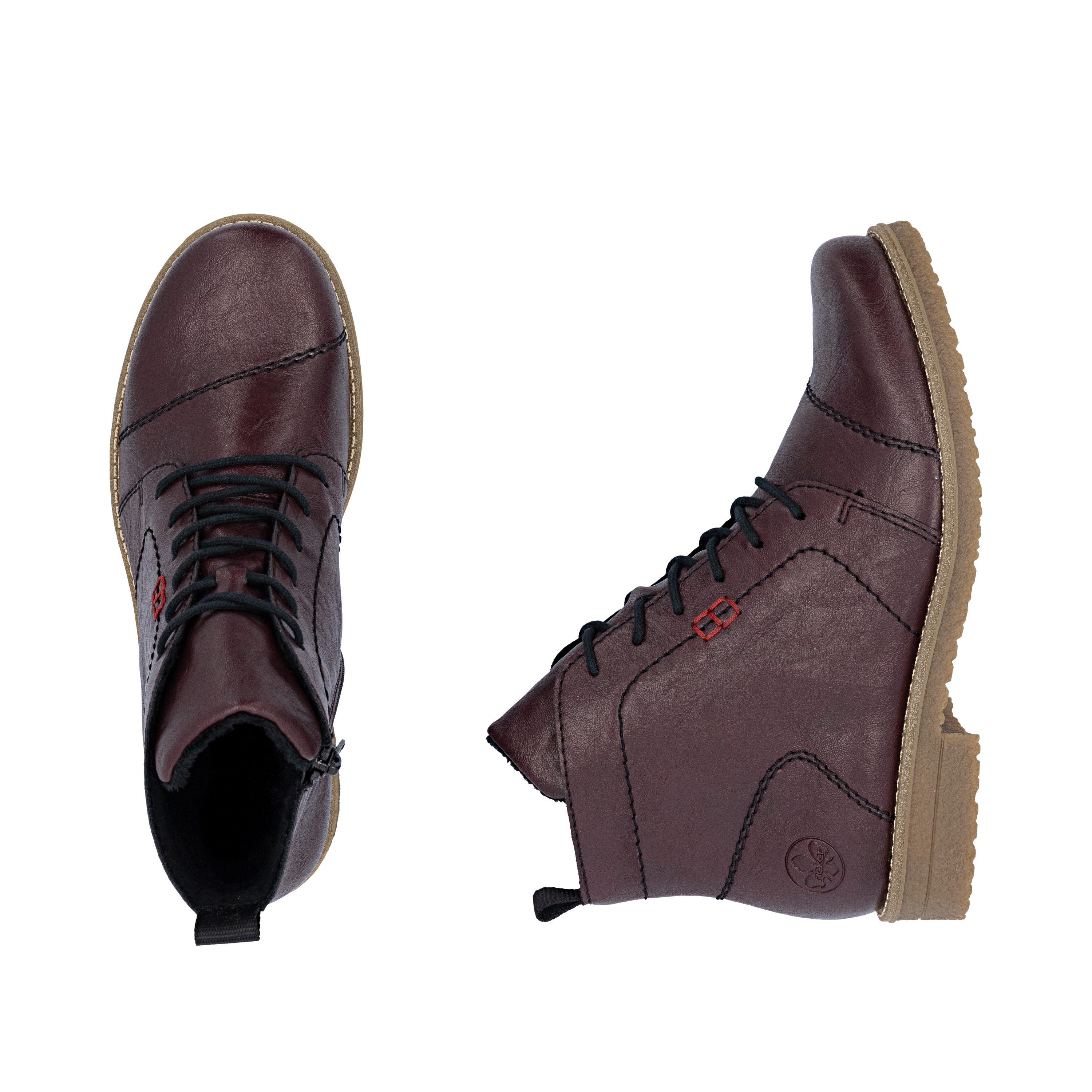 Rieker Schnürstiefelette Blockabsatz, Schnürboots mit modischen Ziernähten
