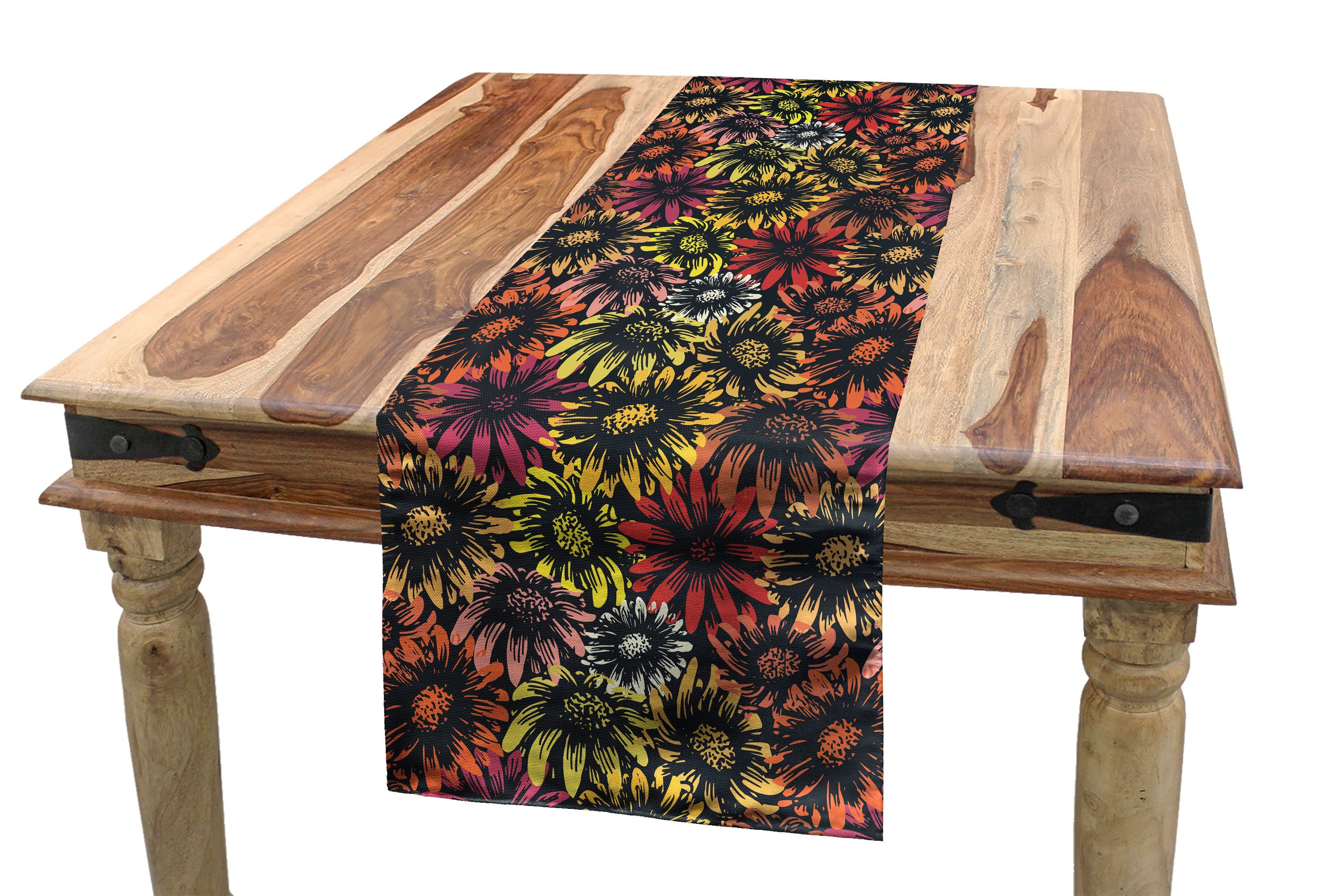 Abakuhaus Tischläufer Esszimmer Küche Rechteckiger Dekorativer Tischläufer, Blumen Vintage Daisy Sunflower | Tischläufer