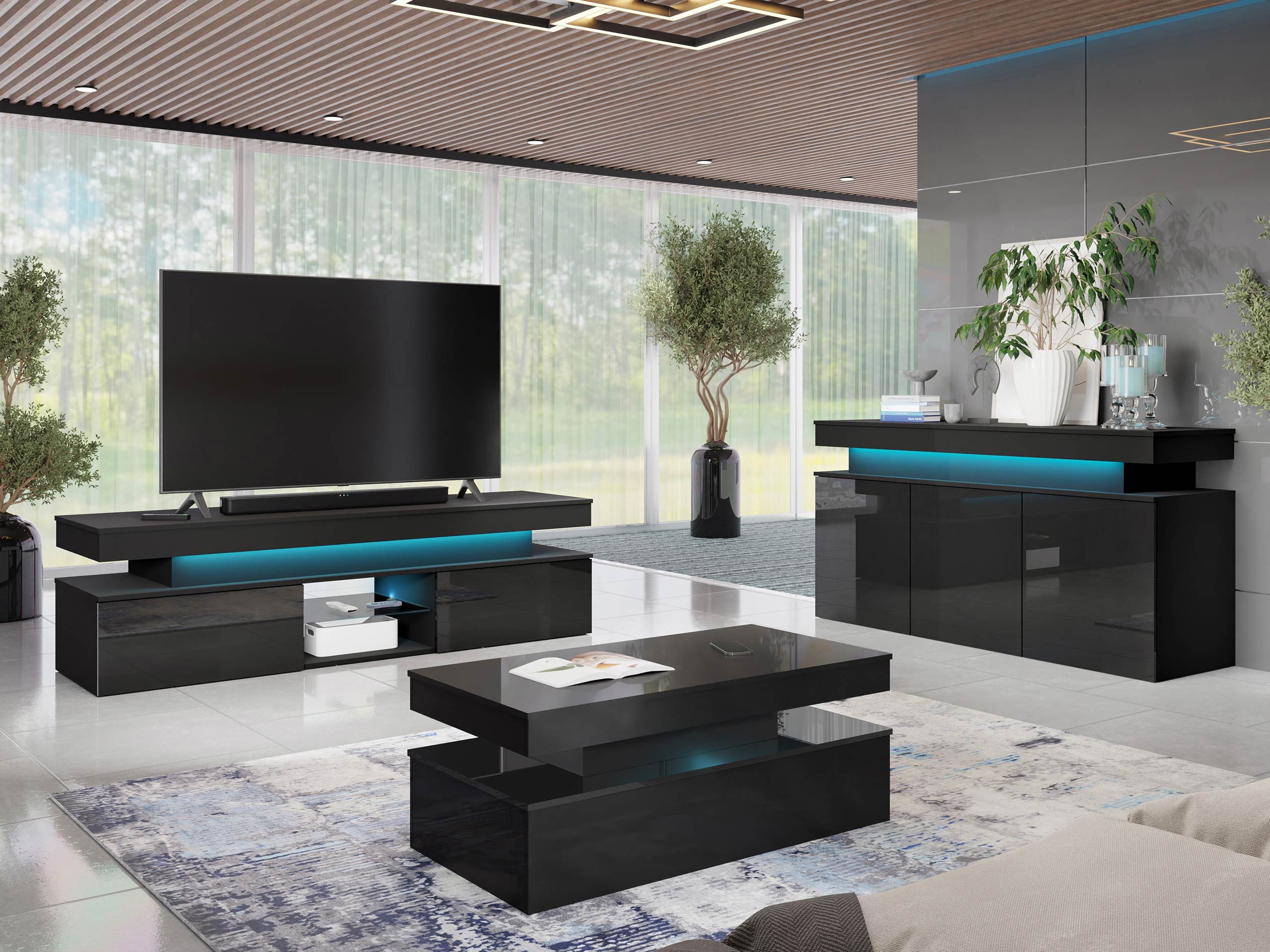 MIRJAN24 Wohnzimmer-Set Glossa I, (3er-Set, Kommode, TV-Lowboard, Couchtisc günstig online kaufen