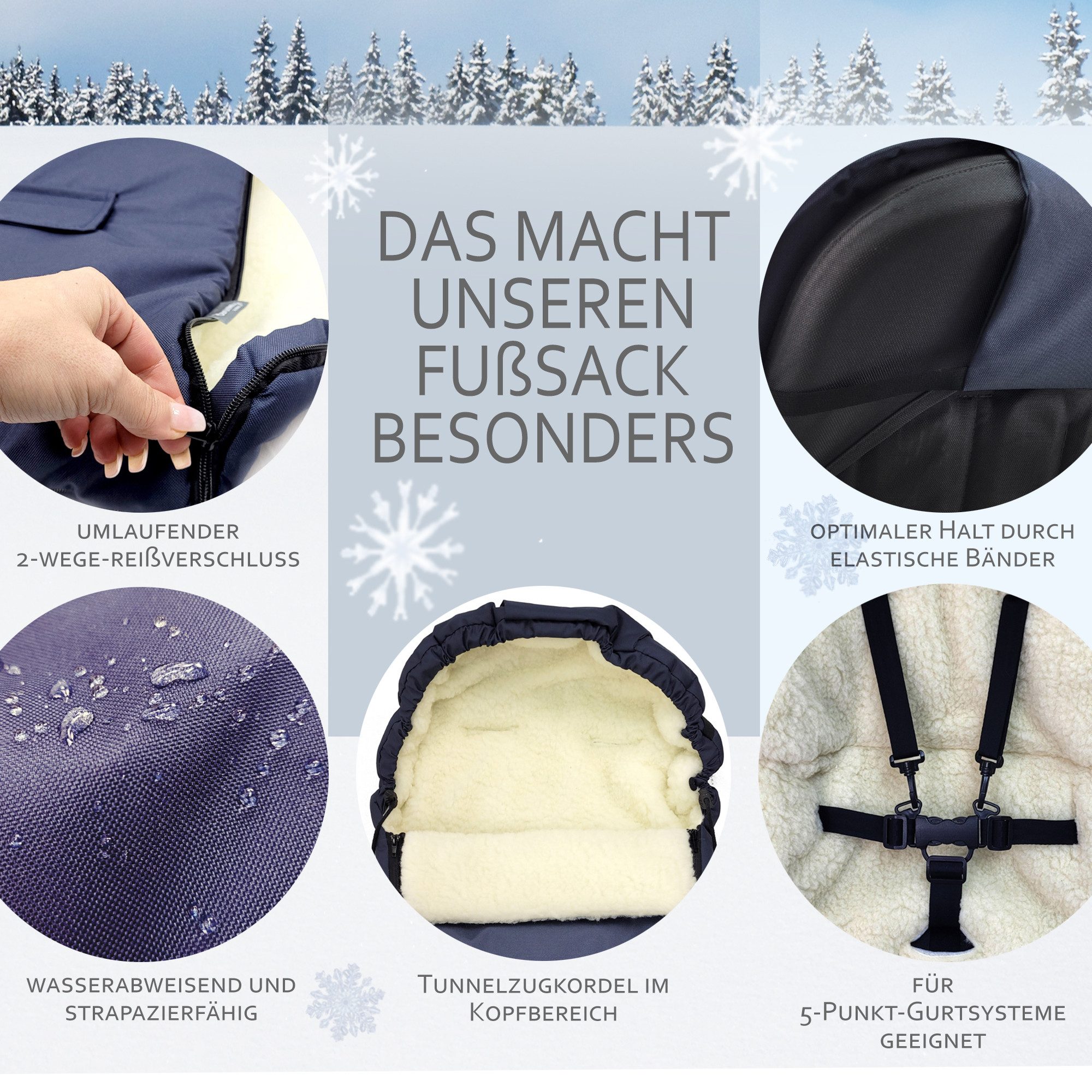 BambiniWelt by Rafael K. Fußsack Winterfußsack Babyfußsack Fußsack Kinderwagen Wolle universal 90cm, universal