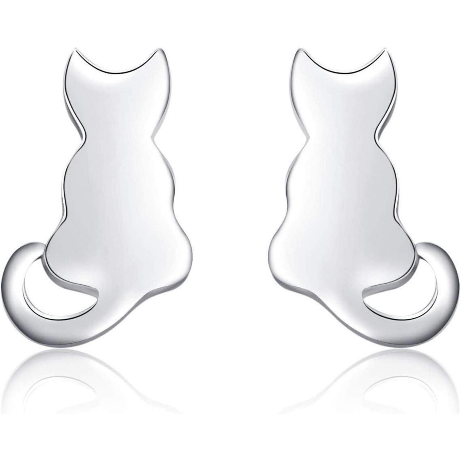 Paar Ohrstecker Katze Ohrstecker Sterling Silber Katzen Ohrringe Damen Mädchen