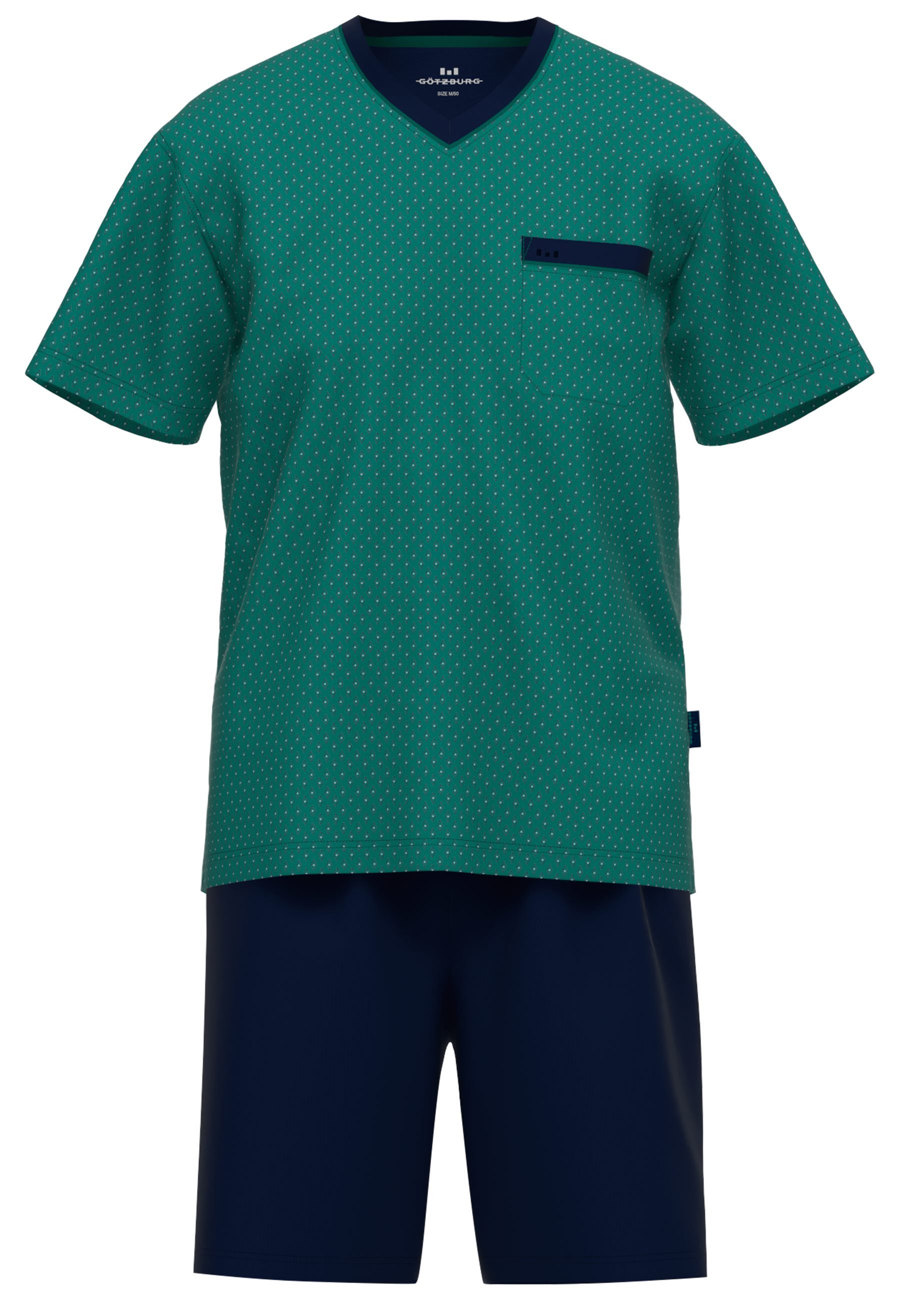 GÖTZBURG Shorty Bray (2 tlg) V-Ausschnitt, Brusttasche, Baumwolle