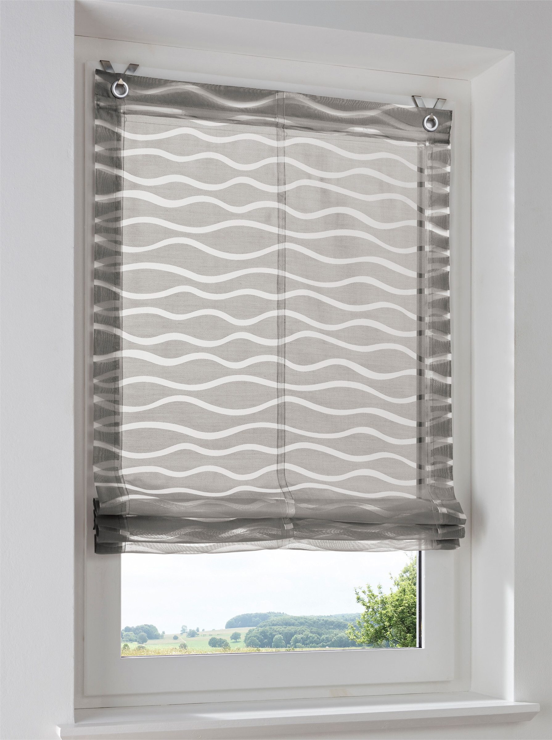 Rollo Raffrollo ., heine, halbtransparent, Ösen mit Fensterhaken