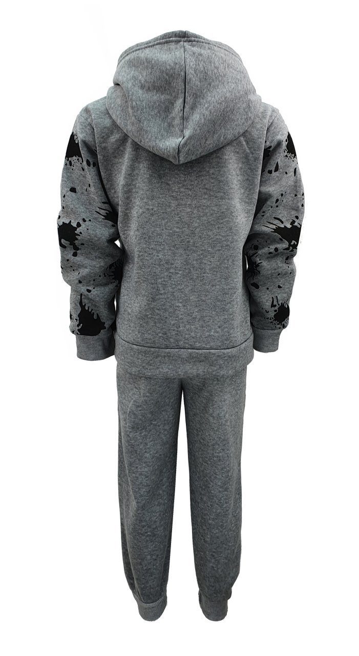 Hessis Freizeitanzug Jungen Trainingsanzug mit (Jacke JF41 Jogginghose) Design + sportlichem Grau