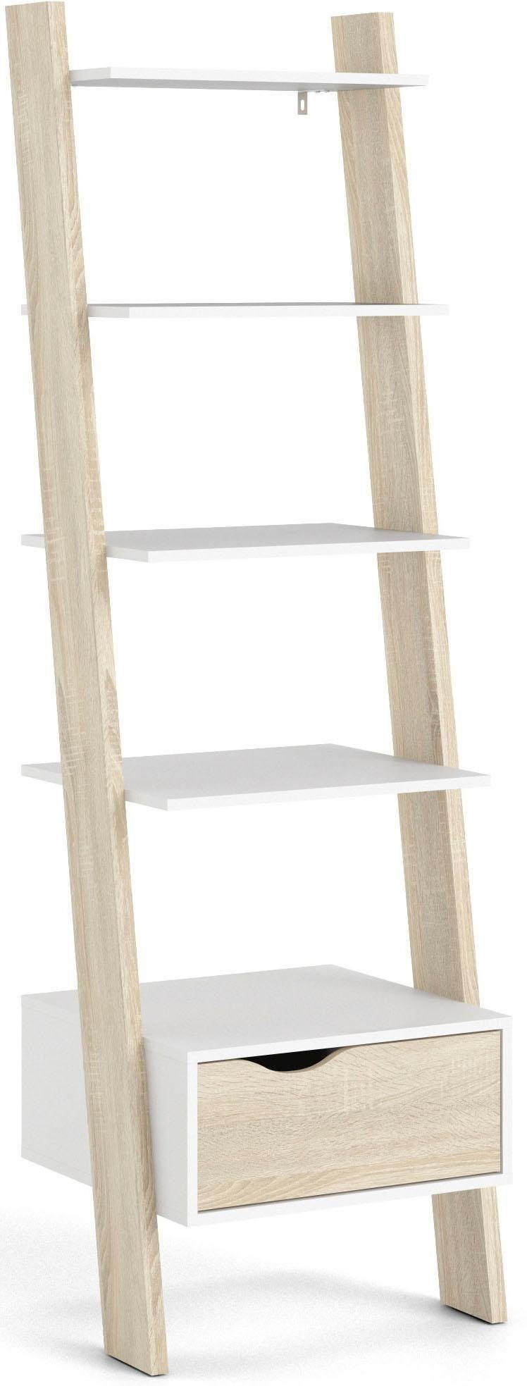 andas Regal Oslo Standregal, Aktenregal, Stauraumregal, Ablageregal, mit 5 Ablageböden, 1 Schublade, Breite/Höhe: 55,1/180,4