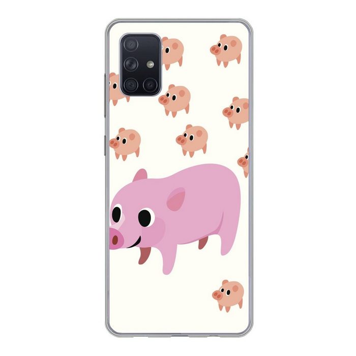 MuchoWow Handyhülle Eine Illustration eines Schweins mit neunzehn Ferkeln Phone Case Handyhülle Samsung Galaxy A71 Silikon Schutzhülle