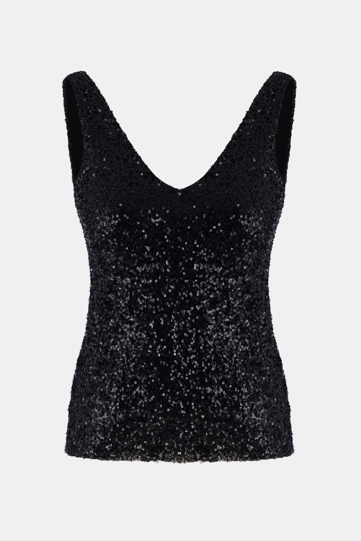 Blusentop Paillettenbluse mit V-Ausschnitt