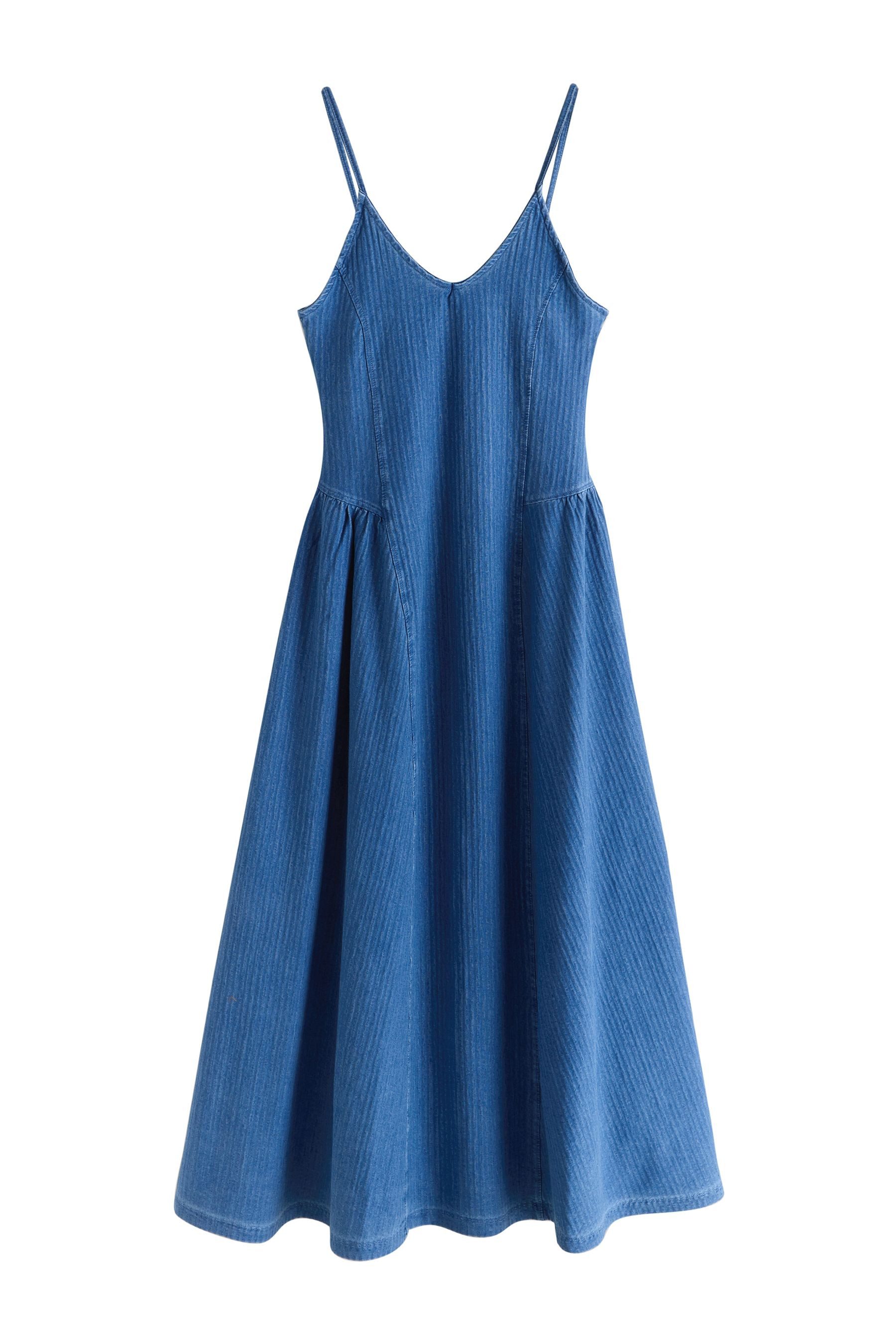 Next Midikleid Denim-Seersucker-Midikleid aus Jersey (1-tlg)