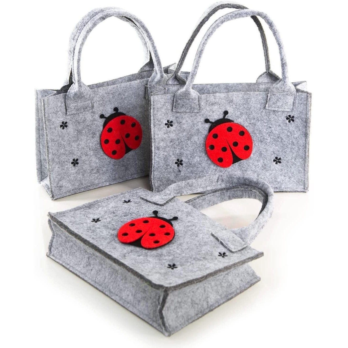 Dekofigur 3 kleine Marienkäfer Filz Geschenktaschen - 21 x 14 x 6 cm
