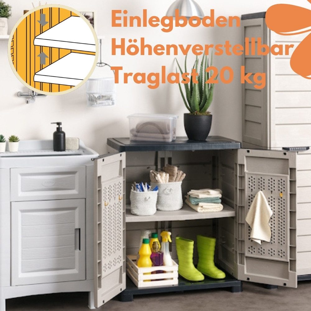 GarPet Garten-Geräteschrank Gartenschrank Wetterfest Outdoor Kunststoff Schrank Balkonschrank