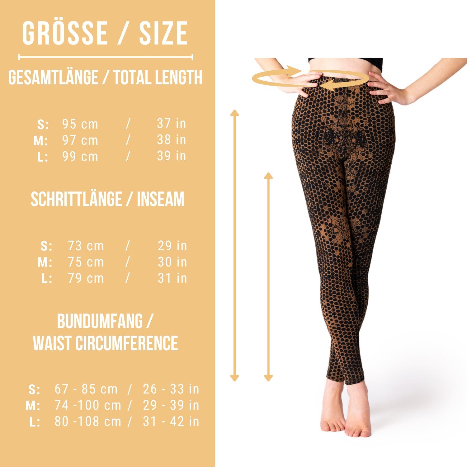 PANASIAM Leggings Unikat Batik Leggings mit Wabendesign moderner Stil lange Gym Leggings handgefertigt aus bequemer natürlicher Viskose für Yoga Sport Fitness