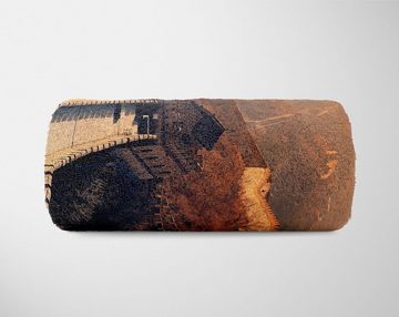 Sinus Art Handtücher Handtuch Strandhandtuch Saunatuch Kuscheldecke mit Fotomotiv Berge Chinesische Mauer, Baumwolle-Polyester-Mix (1-St), Handtuch