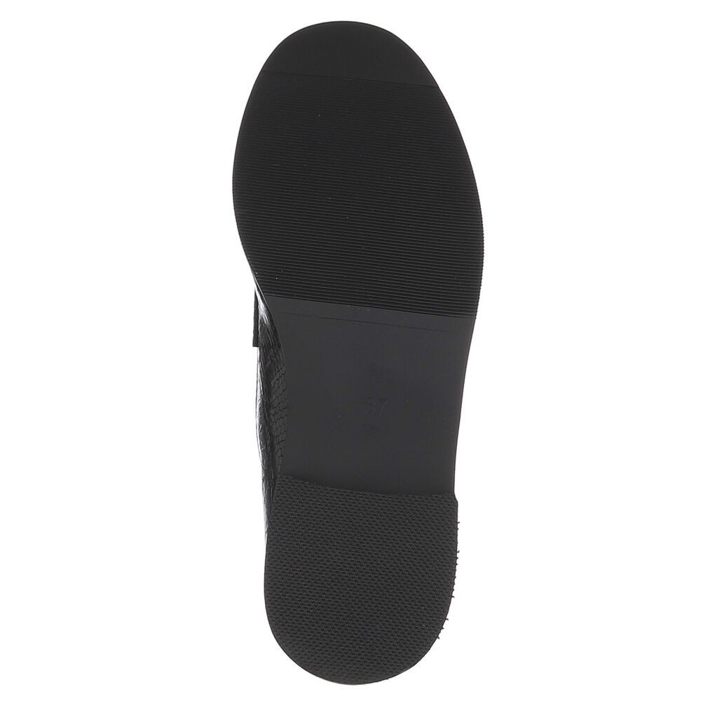 Ital-Design Eleganter Damenschuh mit einzigartiger Oberflächenstruktur Slipper (91261624) Blockabsatz Mokassins in Schwarz