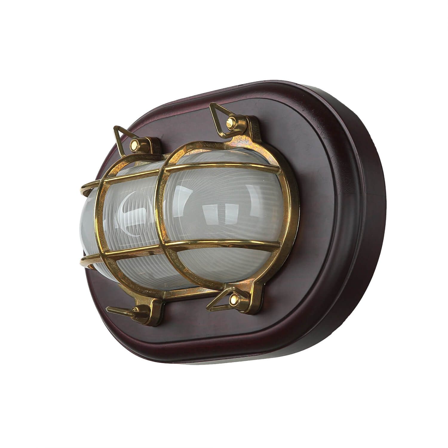 Licht-Erlebnisse Wandleuchte SILVIO, LED fest integriert, Warmweiß, LED Wandlampe Glas Messing 3000 K 809 lm Maritim Bullauge Beleuchtung