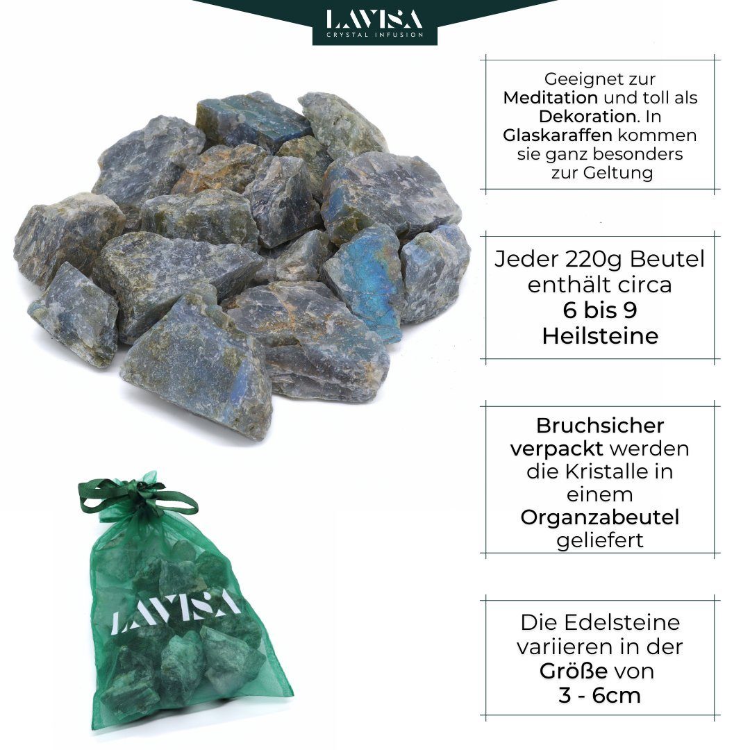 LAVISA Edelstein echte Edelsteine, Mineralien Natursteine Kristalle, Dekosteine, Labradorit
