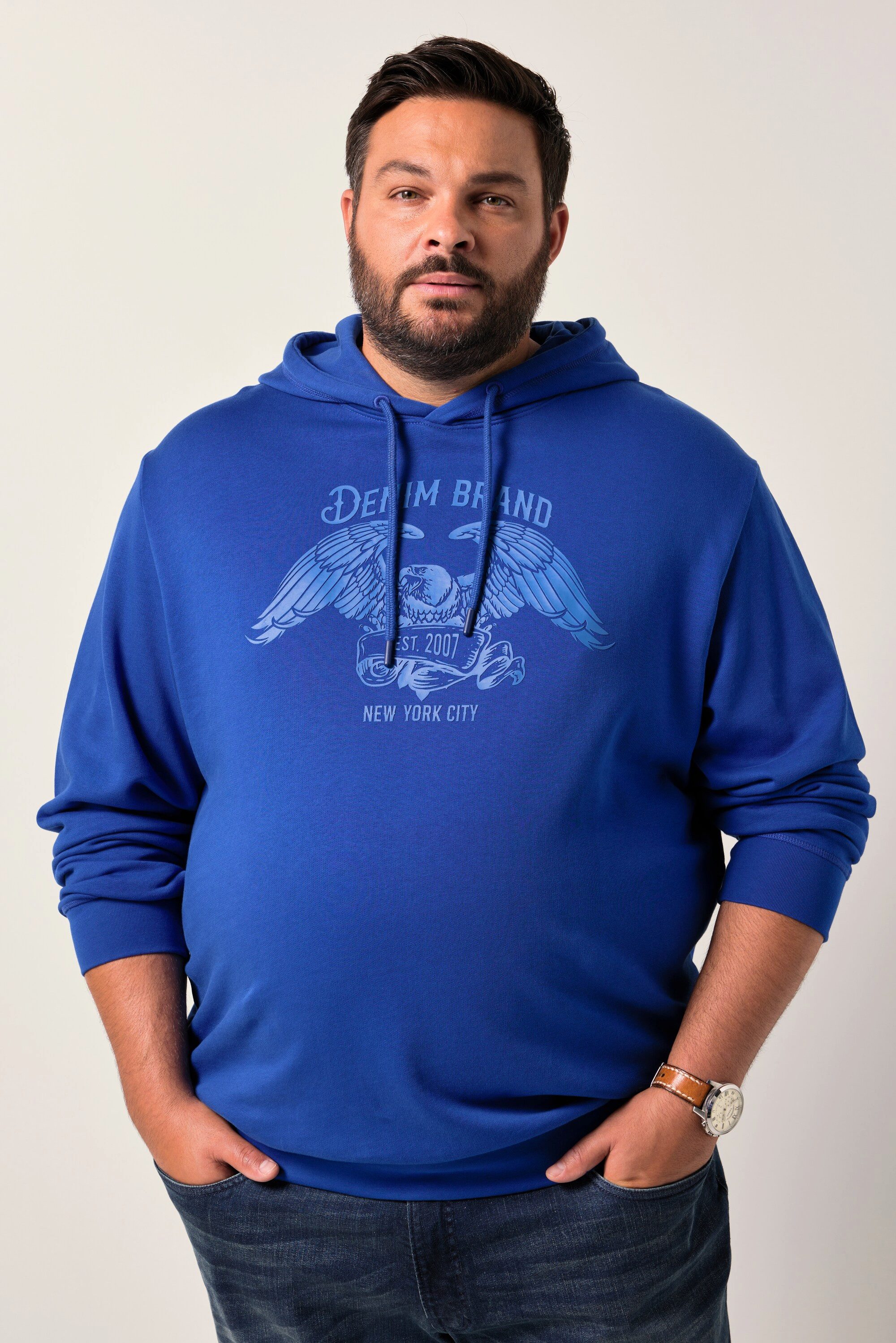 Sweatshirt Hoodie Kapuzensweater Brustprint Kängurutasche