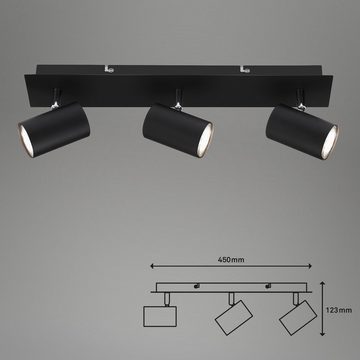 Briloner Leuchten LED Deckenspots 2857-035, schwenkbar, ohne Leuchtmittel, Warmweiß, Deckenlampe, 45x8x12,3cm, Schwarz, max.40W, GU10, Wohnzimmer, Flur