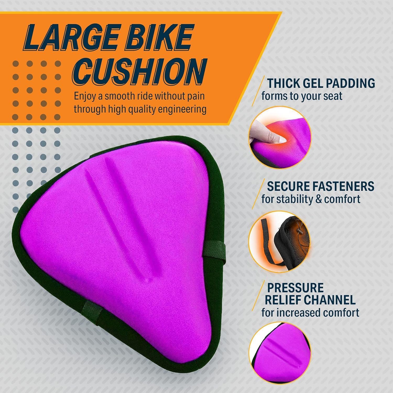 UE Stock Fahrradsattel Bikeroo Fahrrad Gel Sitzkissen Violett sehr bequem 27.9 x 25.4 x 4.6cm