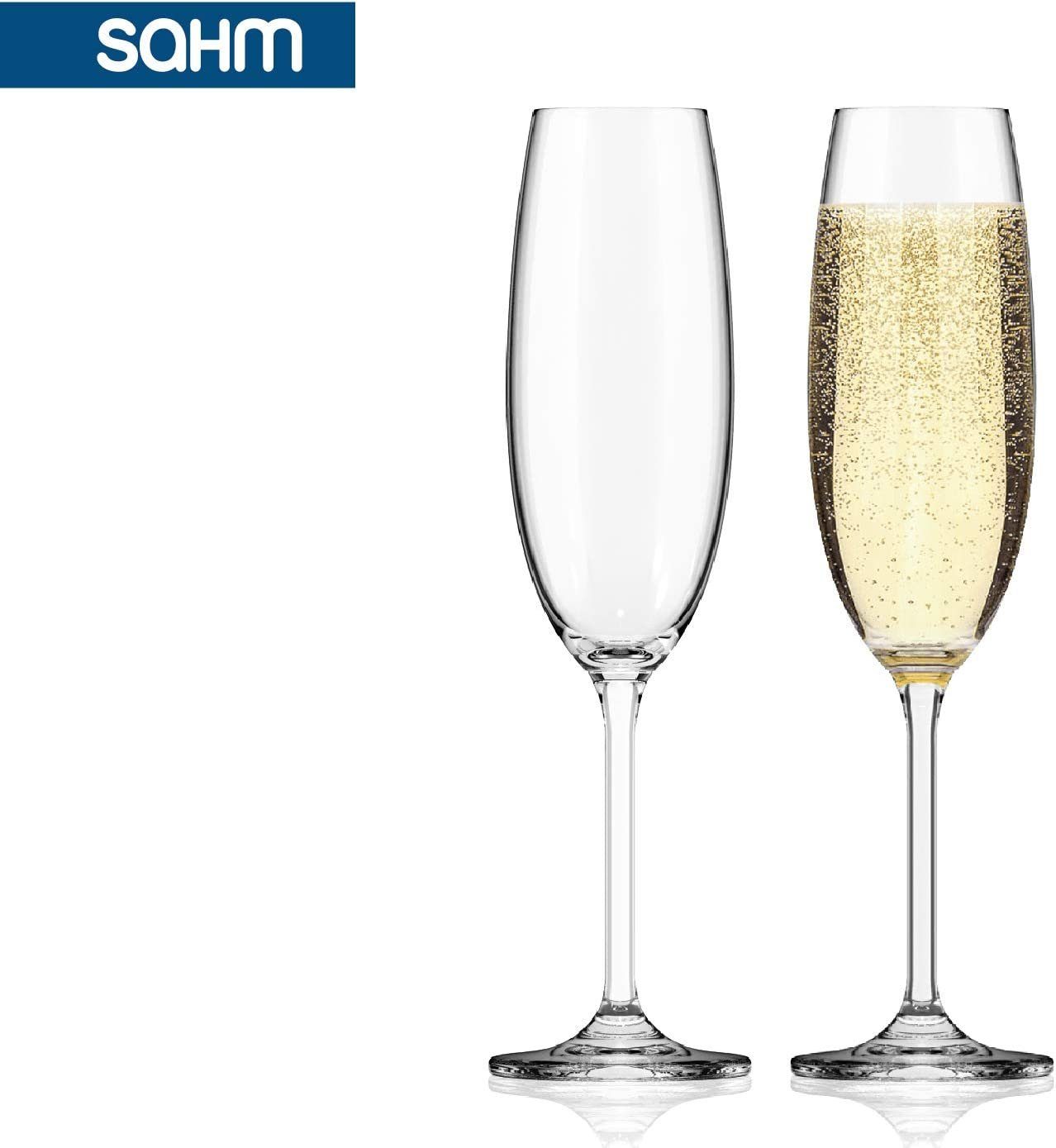 SAHM Sektglas Sektgläser Set 6 teilig- 220ml Sektglas - Prosecco Gläser, Edles Glas, 100% recyclebar