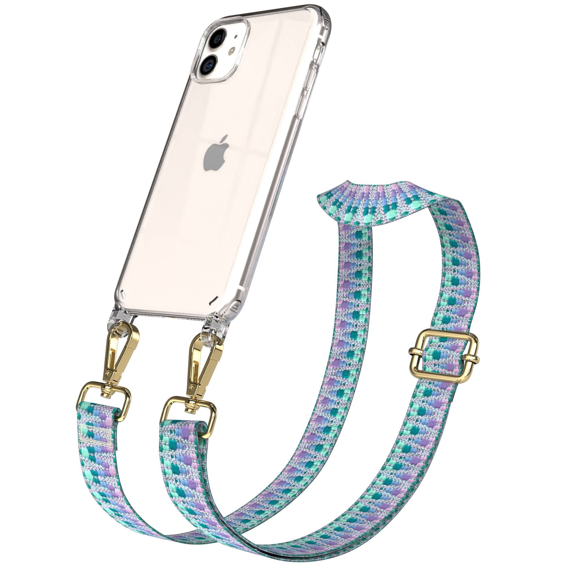 EAZY CASE Handykette Umhängeband für Apple iPhone 11 6,1 Zoll, Handyhülle mit Band ZickZack Necklace Funktion Einhorn Farben