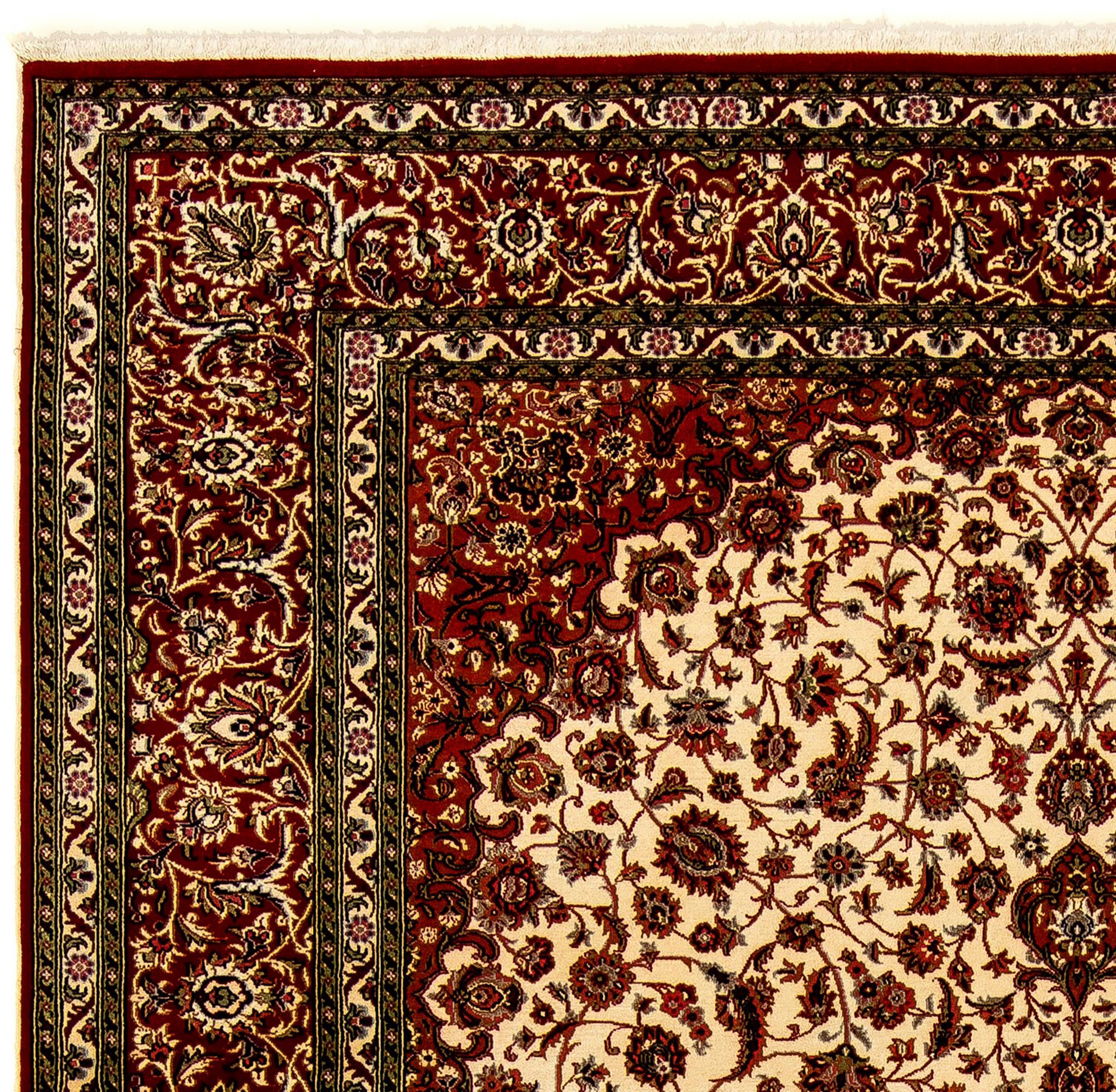 Orientteppich Perser dunkelrot, rechteckig, cm Zertifikat Handgeknüpft, mit - morgenland, 244 Wohnzimmer, - Höhe: - x 10 Einzelstück 358 Ghom mm
