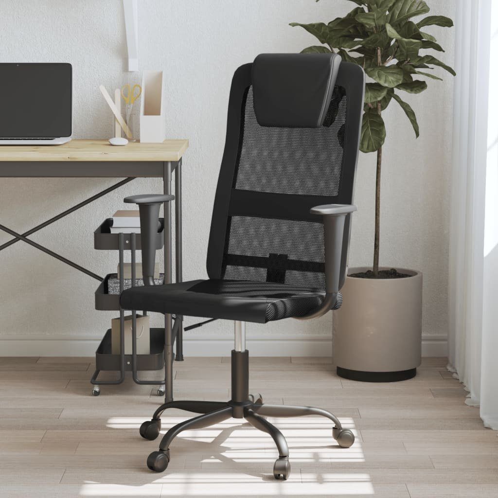 Kunstleder Netzstoff und Höhenverstellbar Schwarz Bürostuhl furnicato