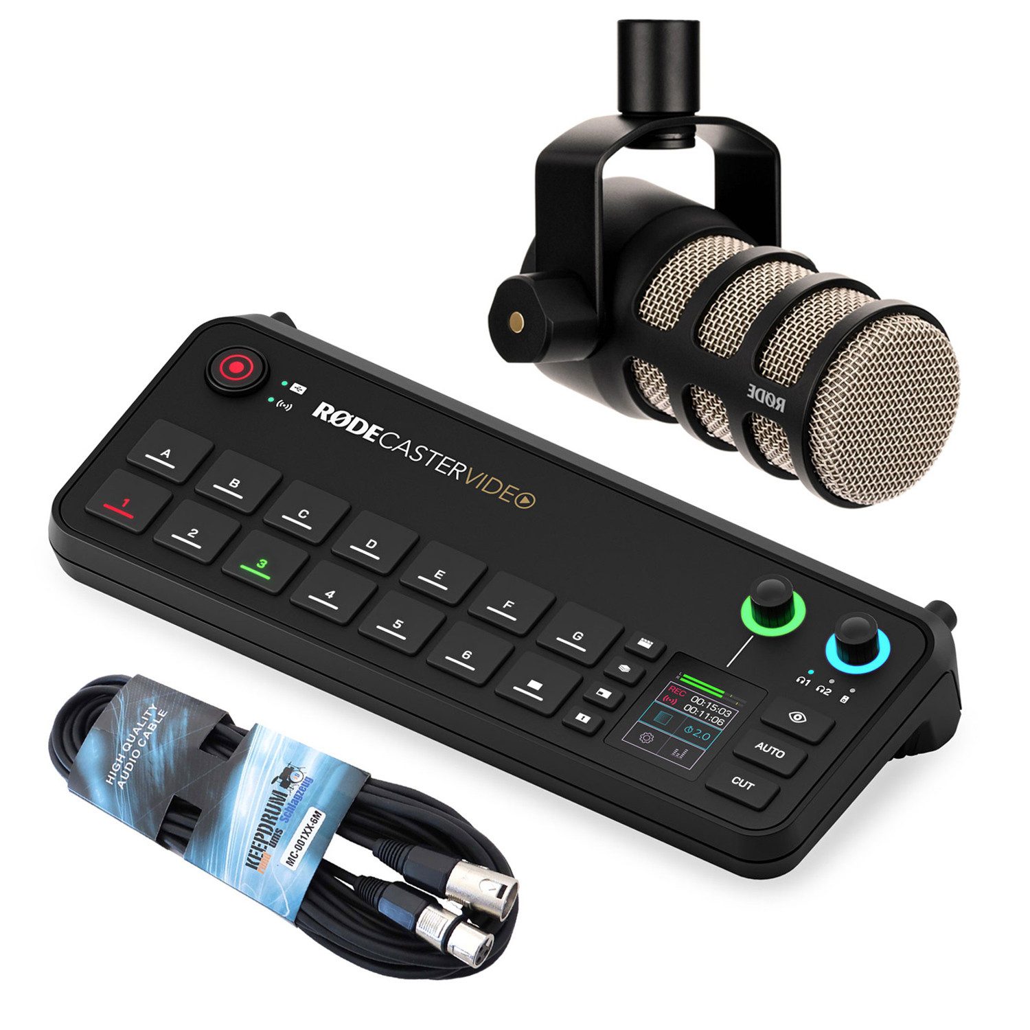 Rode Rodecaster Video Produktions-Konsole mit Podmic und Kabel Digitales Aufnahmegerät