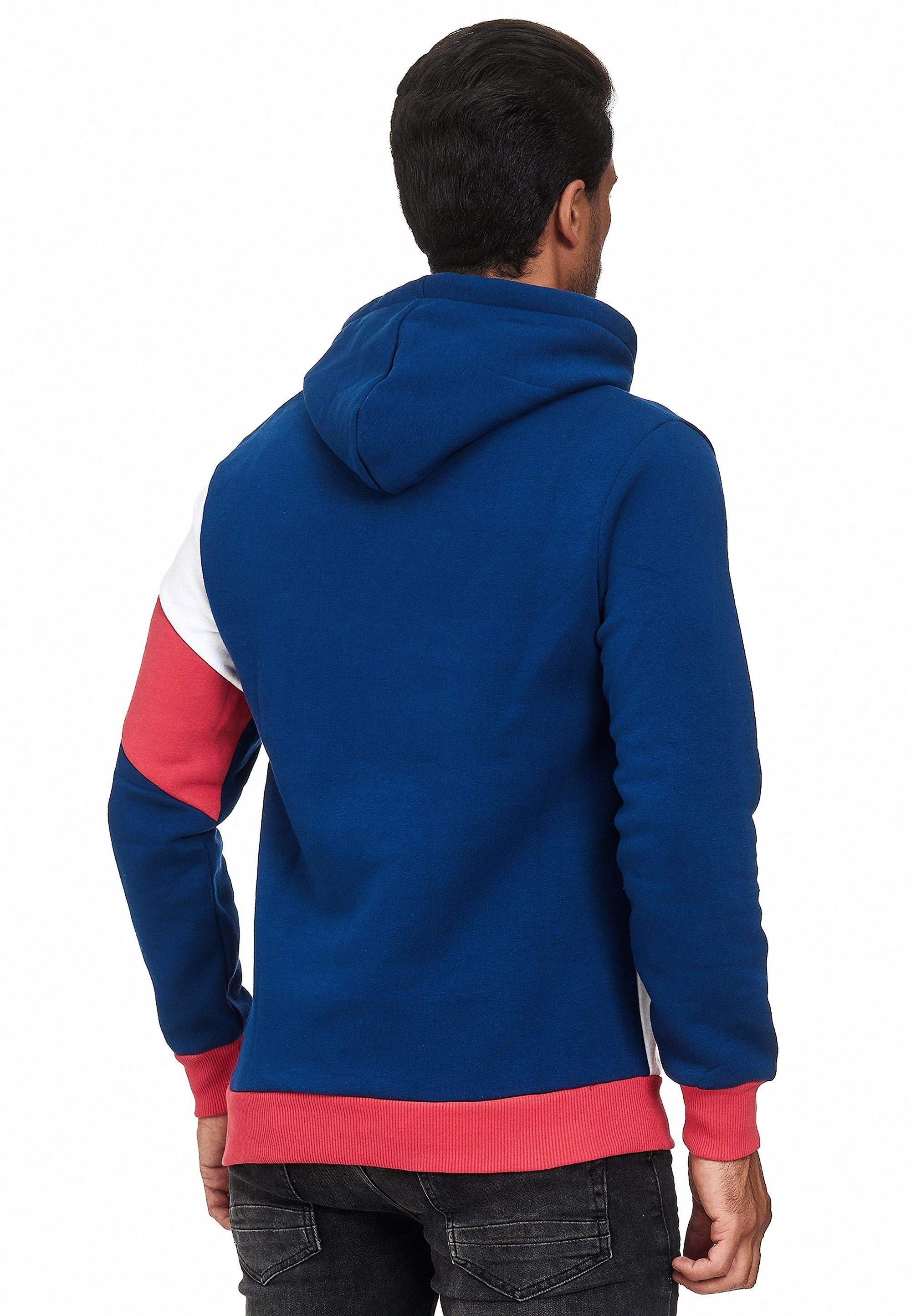 blau-weiß in Design Rusty Kapuzensweatshirt sportlichem Neal