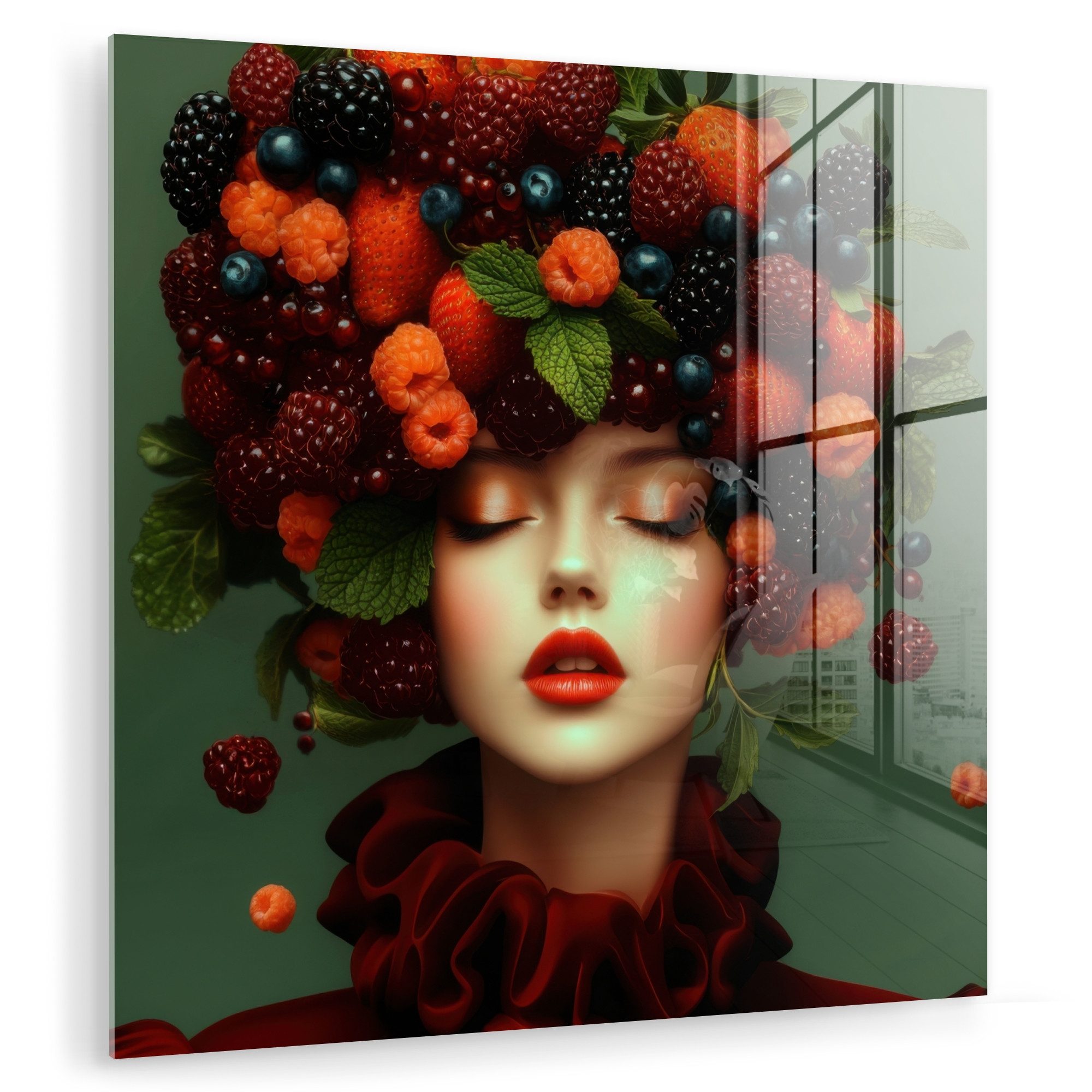 MuchoWow Acrylglasbild Weiblich - Erdbeeren - günstig online kaufen