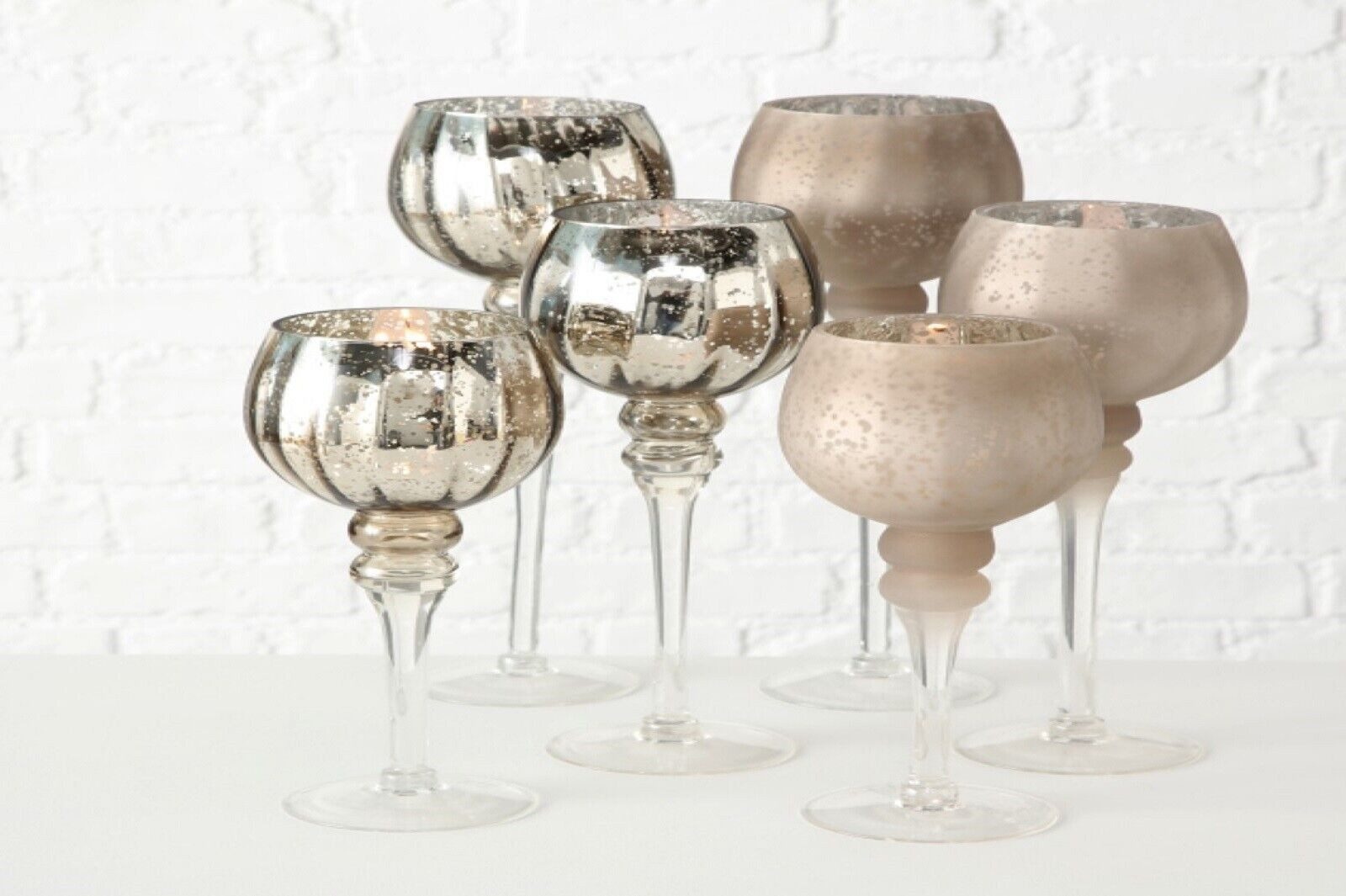 Windlicht Windlicht Manou Glas lackiert champagner matt/glänzend H30-40cm 3erSet
