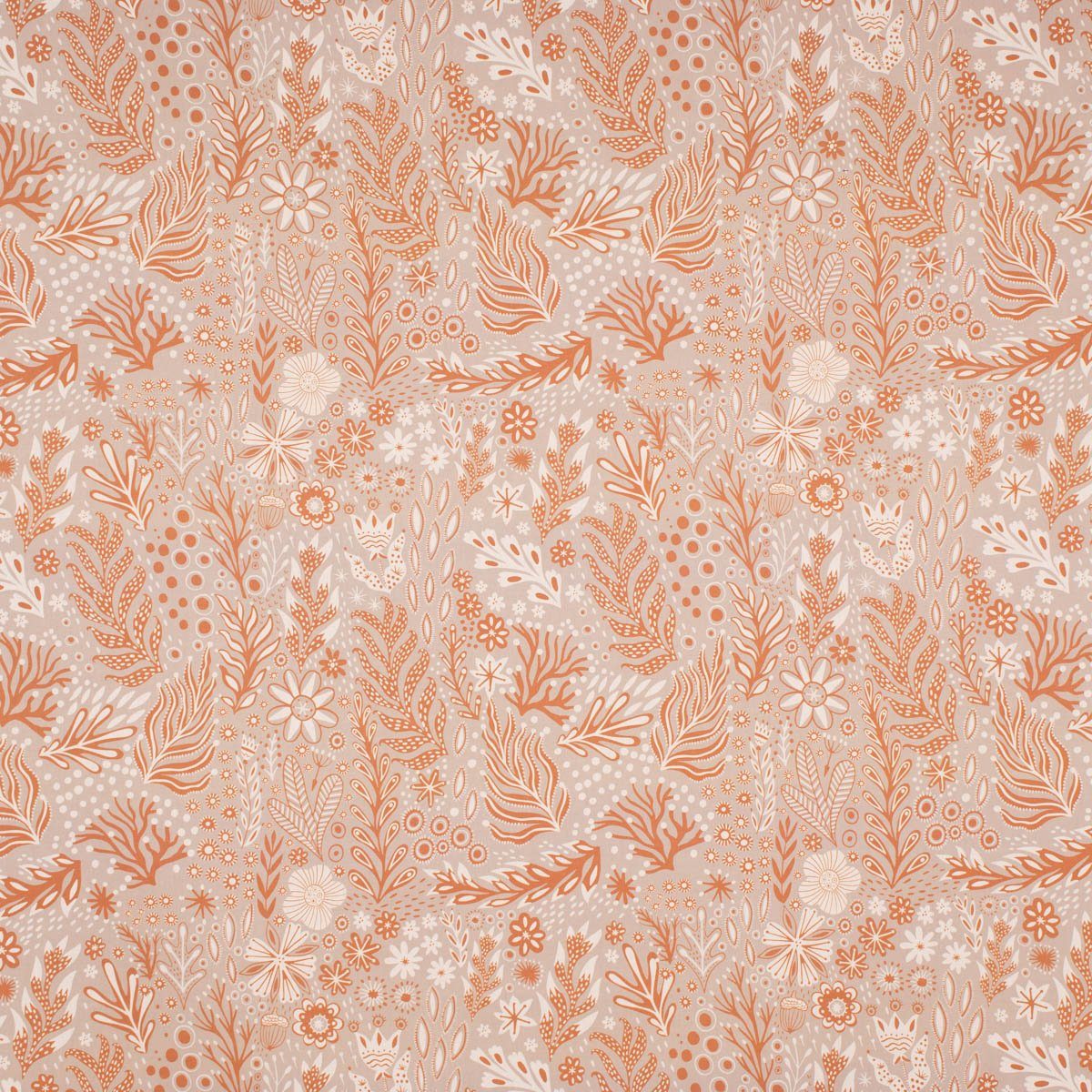 Thumbnail - SCHÖNER LEBEN. Stoff Dekostoff Baumwolle Digitaldr. Blätter Blumen Gräser beige orange 1, Digitaldruck
