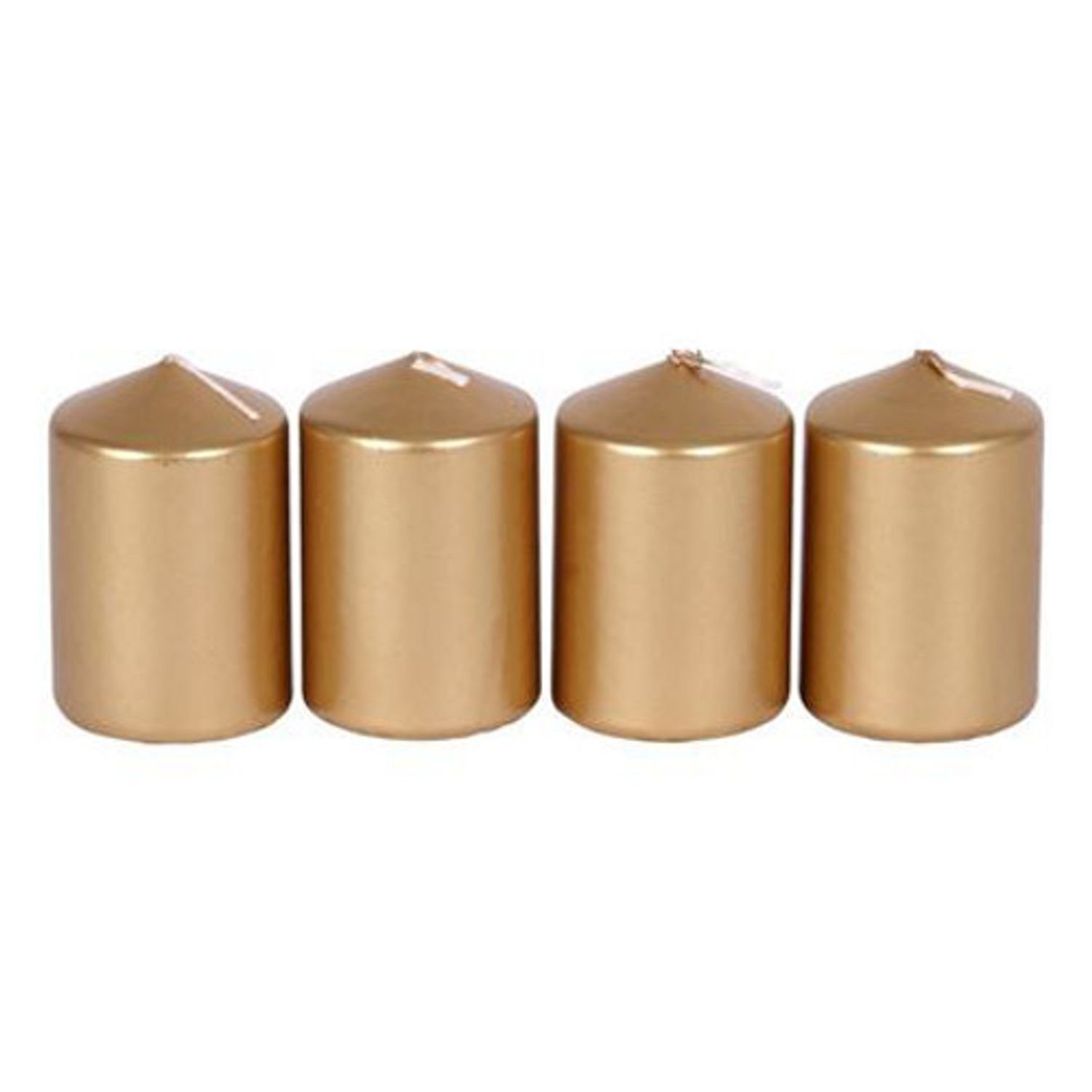 BURI Stumpenkerze Metallic-Stumpenkerzen gold 4er-Set Adventskerzen günstig online kaufen