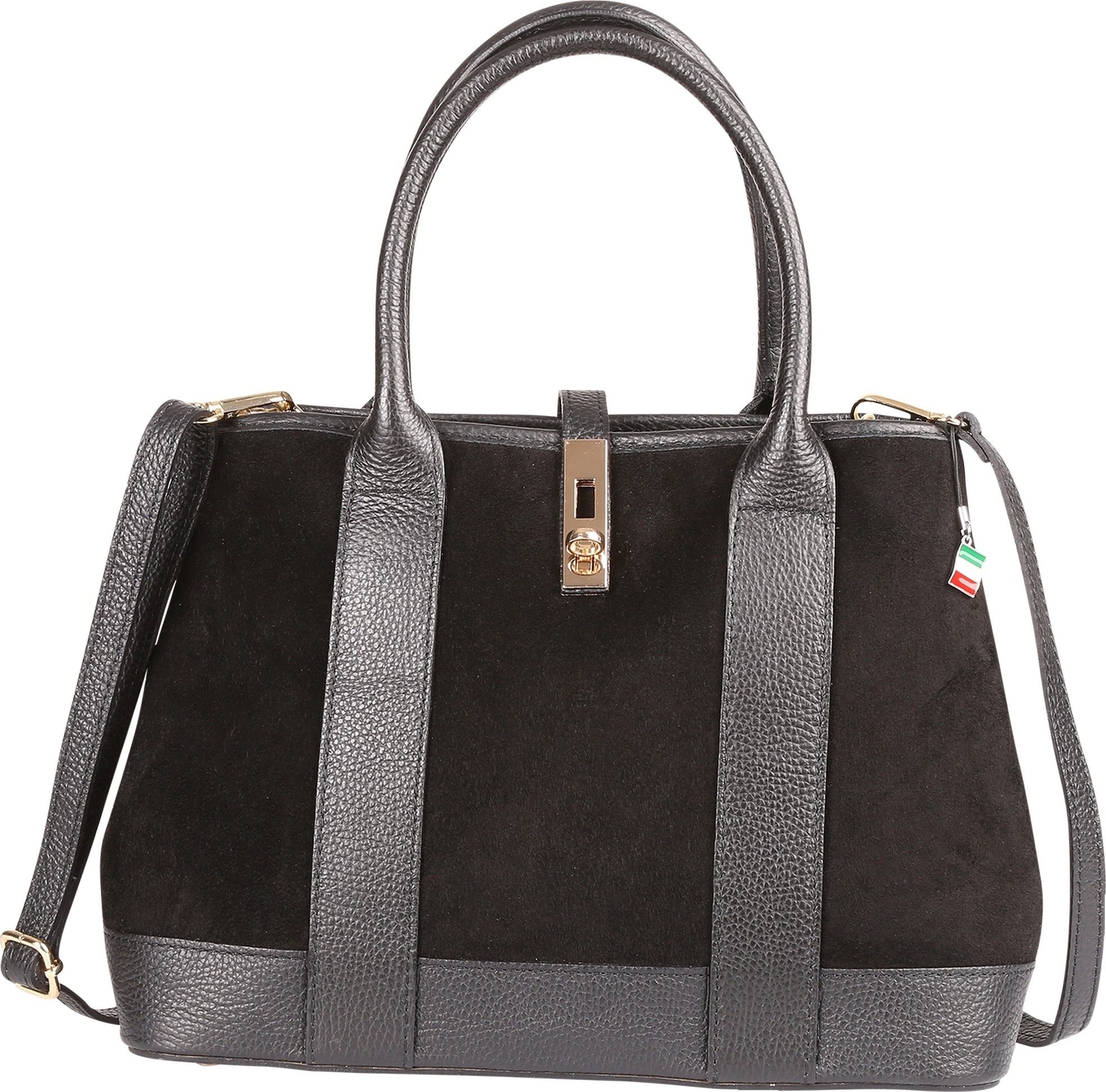 FLORENCE Schultertasche Florence Damen Leder Schultertasche (Schultertasche), Damen Schultertasche Leder, schwarz ca. 36cm x ca. 23cm hoch