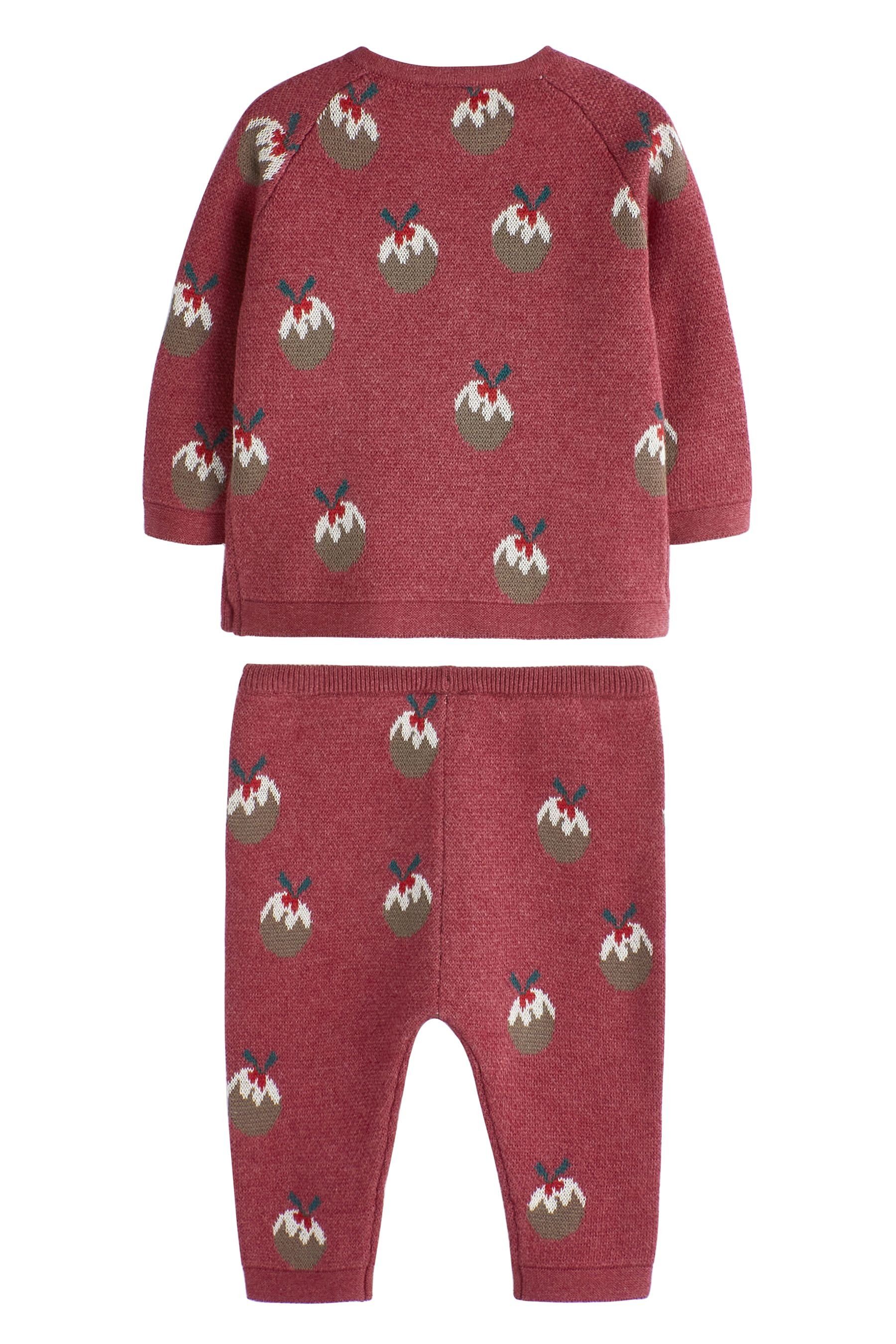 Next Rundhalspullover Baby-Strickset Pullover und (2-tlg) Leggings mit Pudding Red Christmas