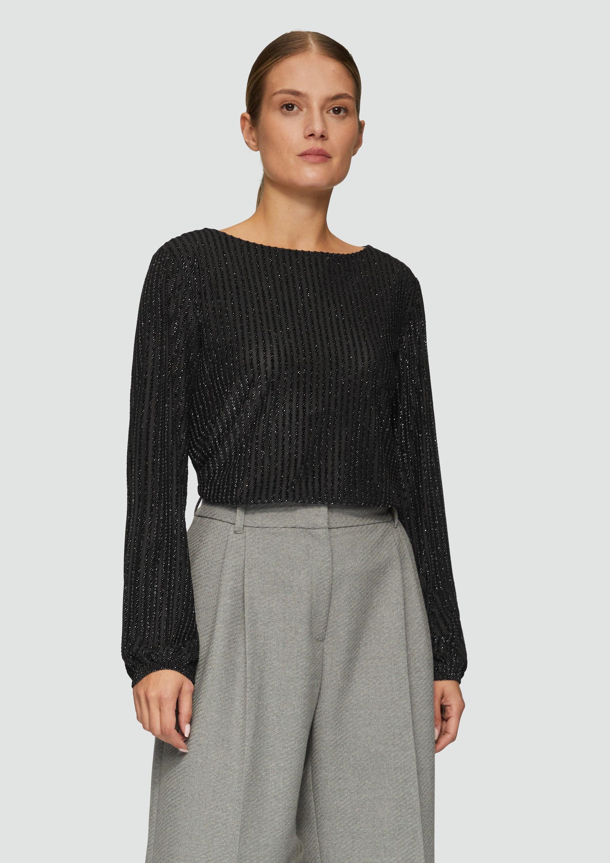 s.Oliver Langarmshirt T-Shirt Fließendes Langarmshirt mit Glitzerstreifen günstig online kaufen